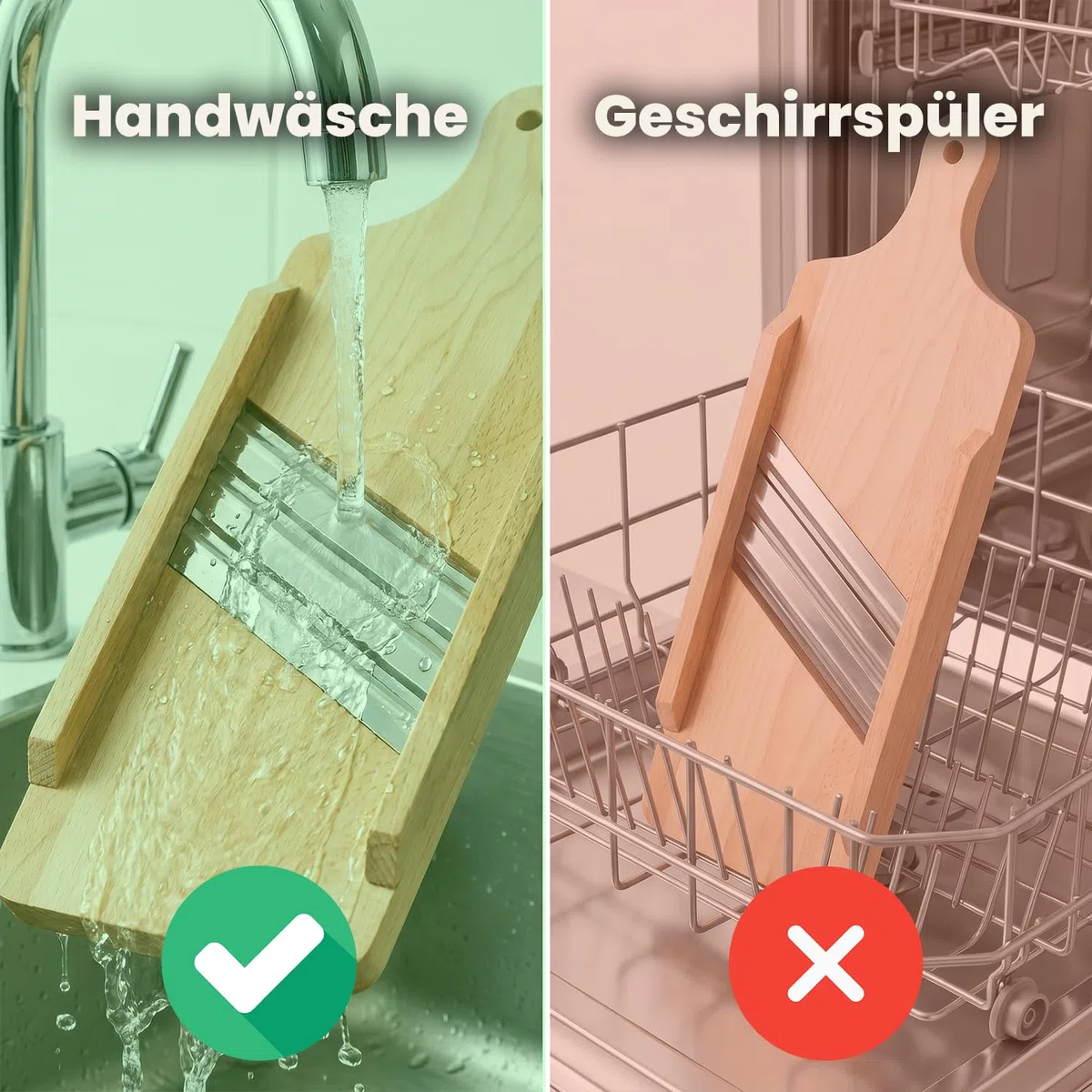 Krauthobel Holz mit 3-facher Klinge aus Edelstahl 43 x 16 x 3 cm | 43 x 16 x 3 cm, Massivholz, Groß, Stabiler Griff, 3 Edelstahlklingen, Leicht zu reinigen, Schneidet schnell