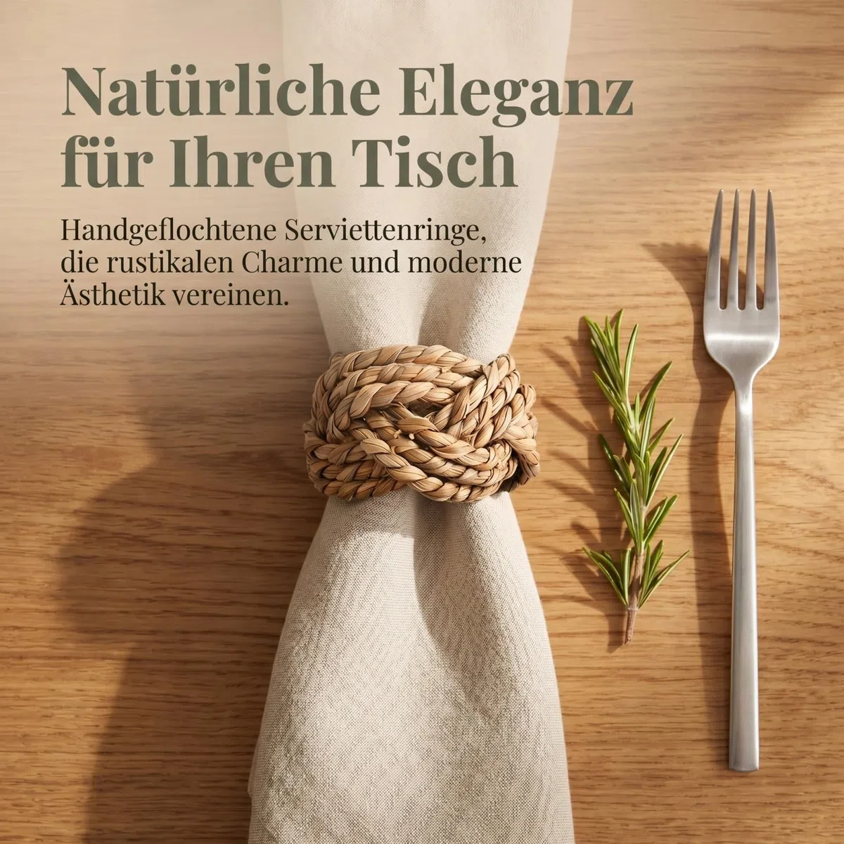 HOMSFOU 6 Stück Gewebte Serviettenringe: Rustikale Tischdekoration aus Jute – Bauernhaus-Serviettenhalter, geflochtene Strohringe für natürlichen Look