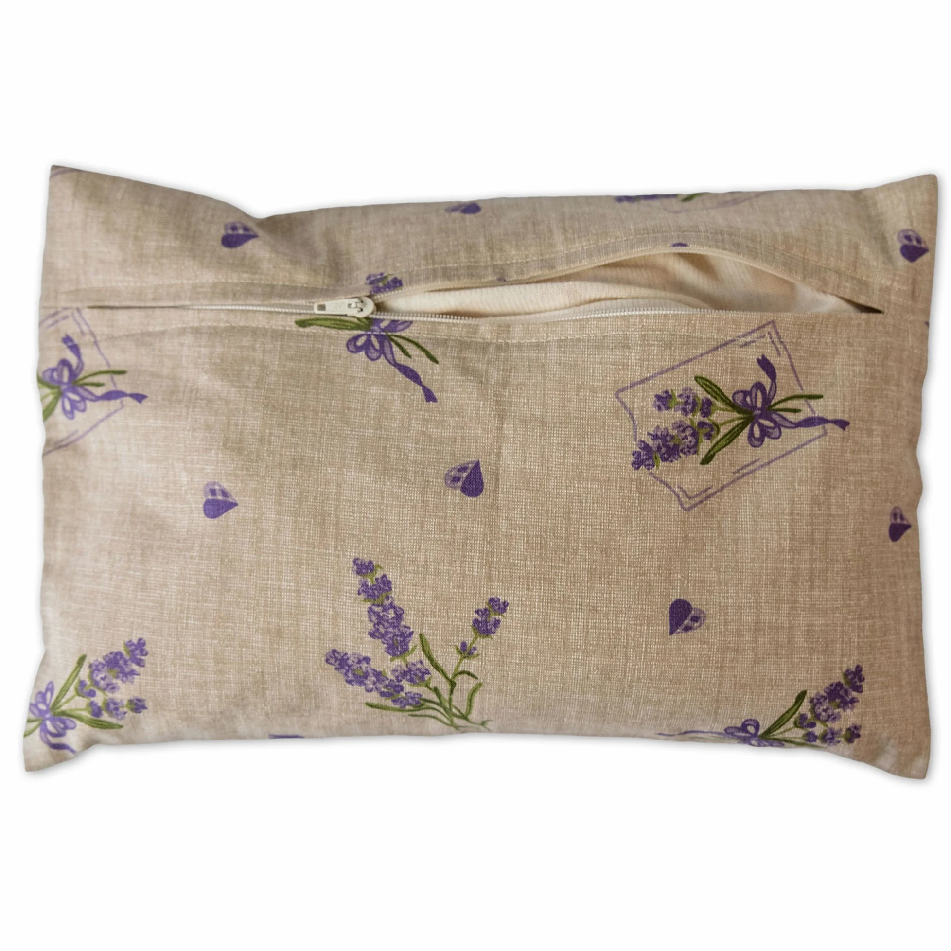 Lavendelkissen 30x20cm, Sorgenfrei + Bio Inlett natur - Bio-Lavendelblüten - Duftkissen Kräuterkissen