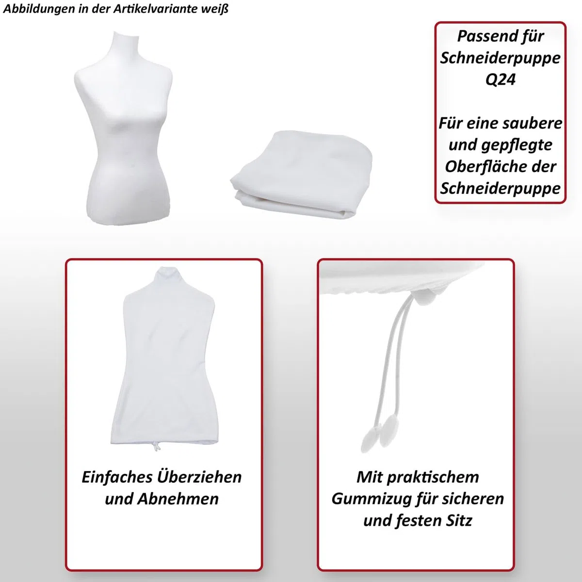Ersatz-Bezug für Schneiderpuppe HWC-Q24, Stoffüberzug Schneiderpuppenbezug, Stoff/Textil - weiß