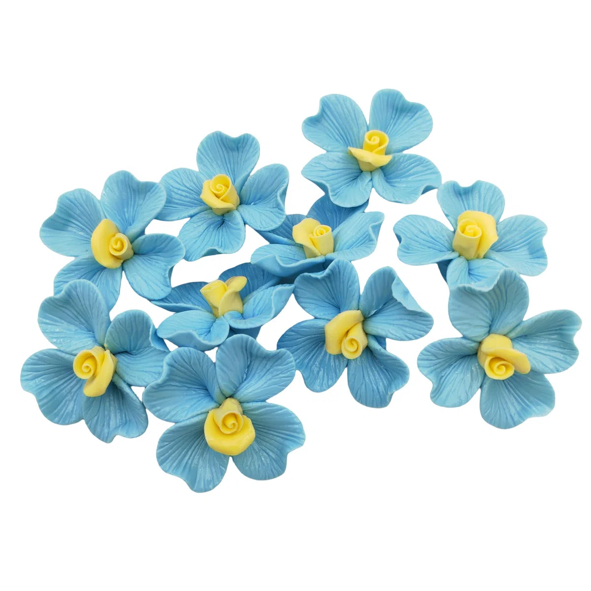 10 STÜCK 3D Blumen Keramikfliesen, 4 CM handgefertigte Porzellan Keramik Blumen für Kunstwerke, Aquarium, Vasen, Wohnzimmer, Esstisch, Büro, häusliche Blumendekoration (einzelblütige blau)