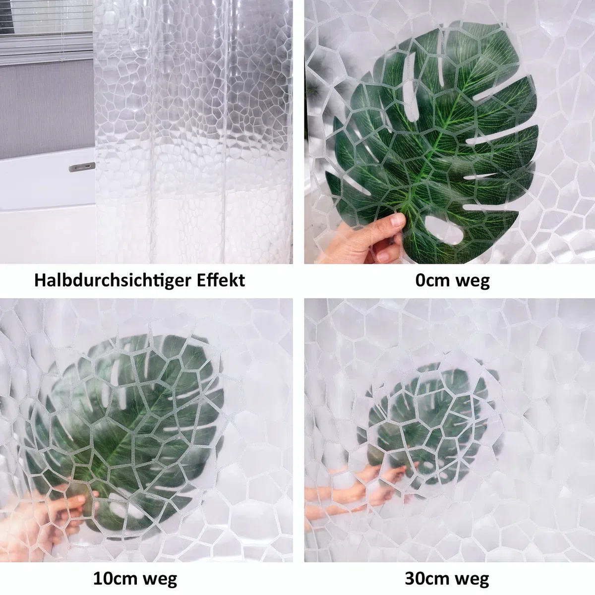 AooHome Duschvorhang Transparent, 180x200cm mit 5 Magnete unten, Antischimmel Wasserdicht Duschvorhänge mit 12 Ringe Hexagon Muster, Wasserfest für Badewanne Bad Vorhang