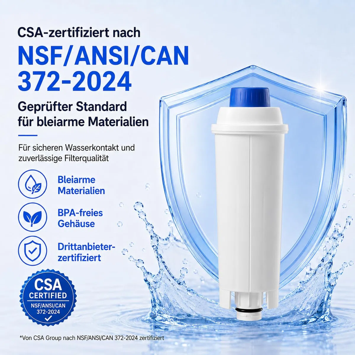 Wasserfilter, Ersatz für Delonghi DLSC002 Filter, kompatibel mit Delonghi Dinamica, Magnifica S, Eletta Explorer, ETAM Autentica EPAM und ECAM-Serie Kaffeeautomat