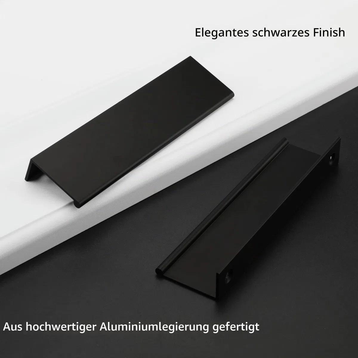 Rergy 10 Stück Möbelgriffe Schwarz 128mm Löcherabstand Schrankgriffe Versteckte, Versteckte Griffe für Küchenschränke, Schlafzimmer, Wohnzimmer Griffleiste