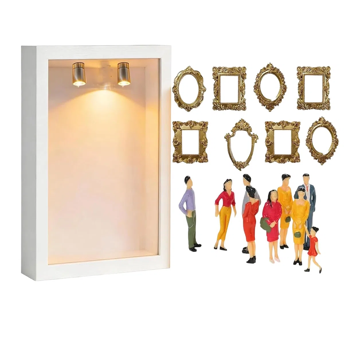 Mini-Rahmen | Mini Museum Silhouette Box mit Lichtern | DIY Min-i Museums of Us Fotorahmen-Schattenbox mit Figuren | Feiern Sie Ihre Erinnerungen mit Stil