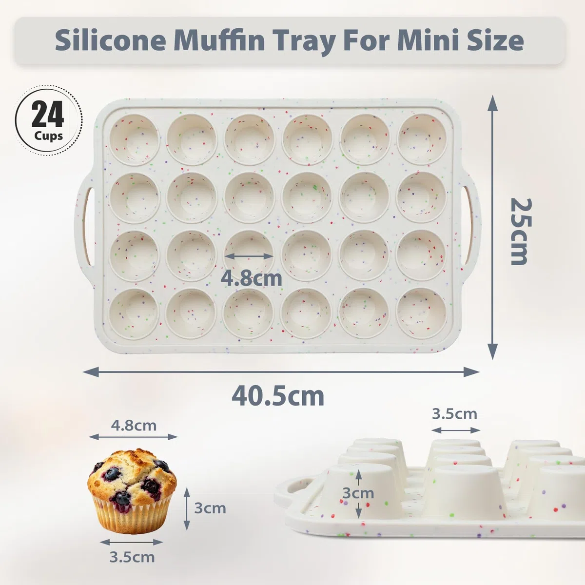 Mini Muffin Backform Backen: 24er Silikon Muffinform mit Metallrahmen & Griff - Verschüttungsfreier stabiler Transfer - Antihaft Minimuffinform für leichtes Lösen - Ideal für Backanfänger