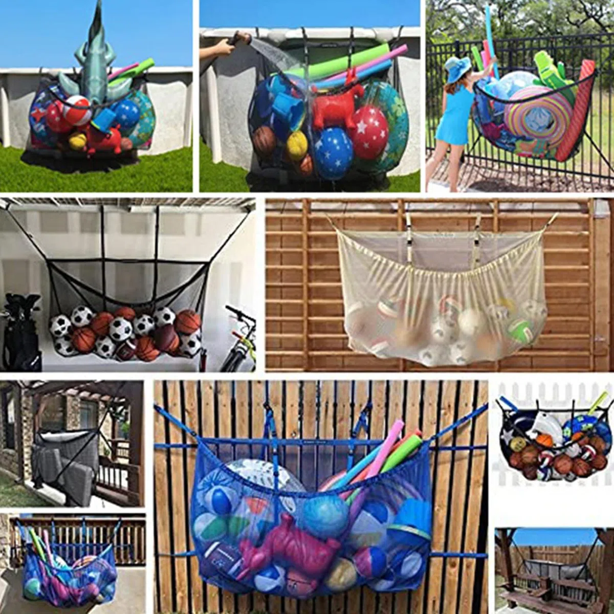 Faltbares Pool Aufbewahrungsnetz Groß, Polyester Hängenetz Tasche, Pool Organizer für Poolspielzeug, aufblasbare Gegenstände, Schwimmutensilien & Schwimmzubehör