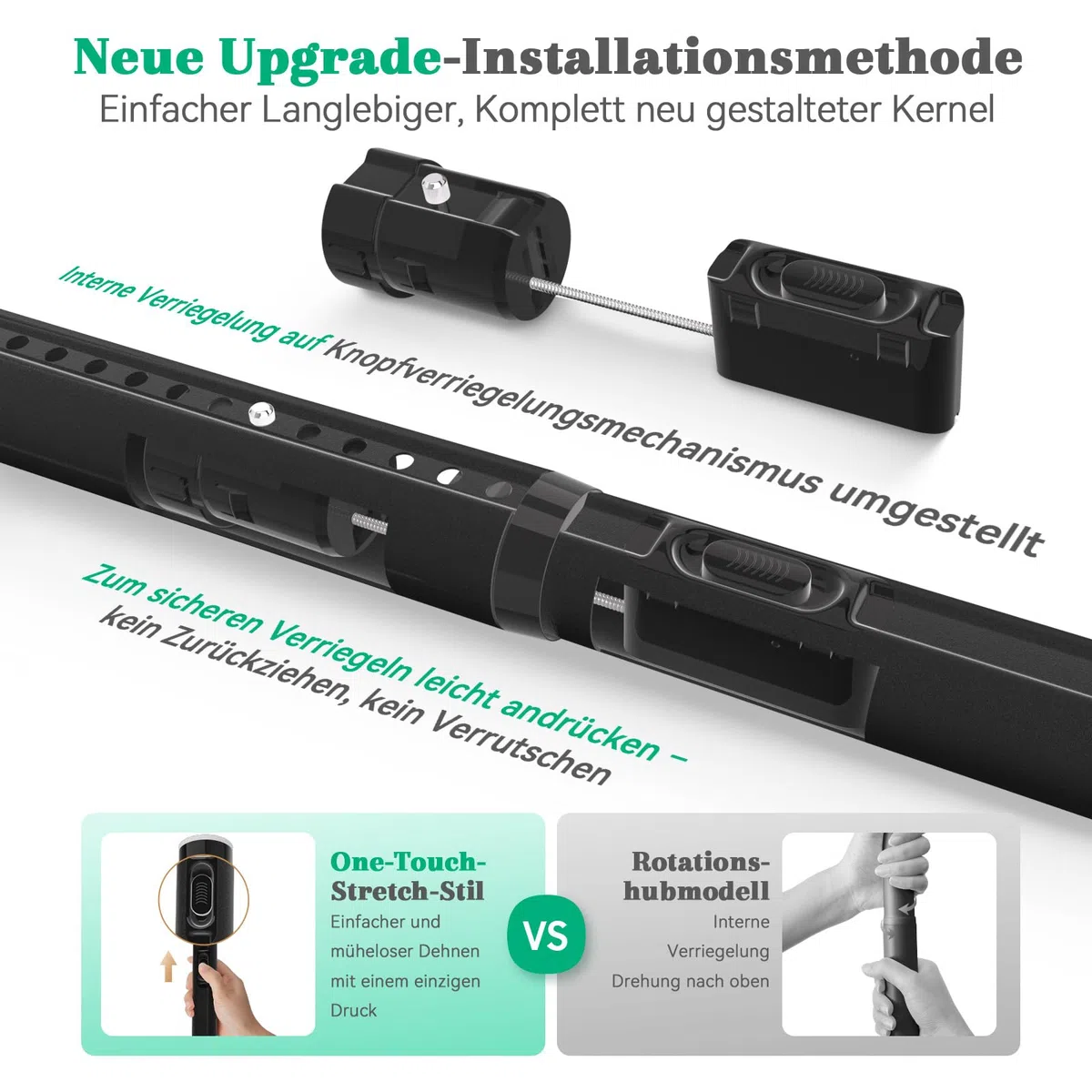 VECTO Teleskopstange zum Klemmen 70-120cm Ø32mm Duschstange ohne Bohren Schwarz Universell Vorhangstange ohne Bohren für Fenster, Kleiderschrank, Badezimmer 1Stück