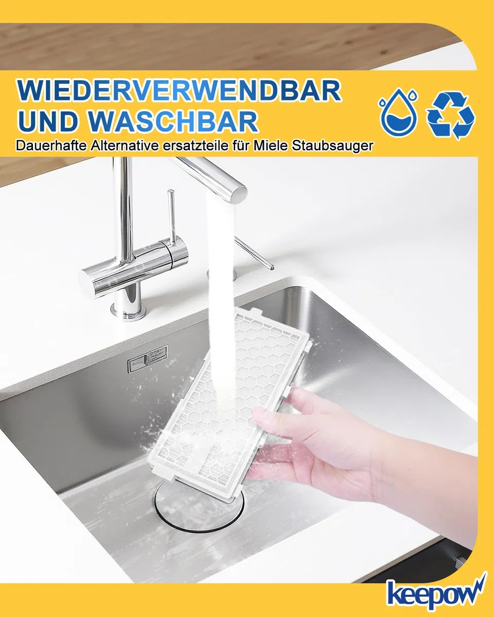2 HEPA Airclean Plus 50 Filters für Miele Complete C3 Powerline, S8340 Staubsaugerfilter - Air Clean SF-HA 50 für Complete C2 C3 Compact C1 C2-2 Pack Staubsauger Ersatzteile Zubehör von KEEPOW
