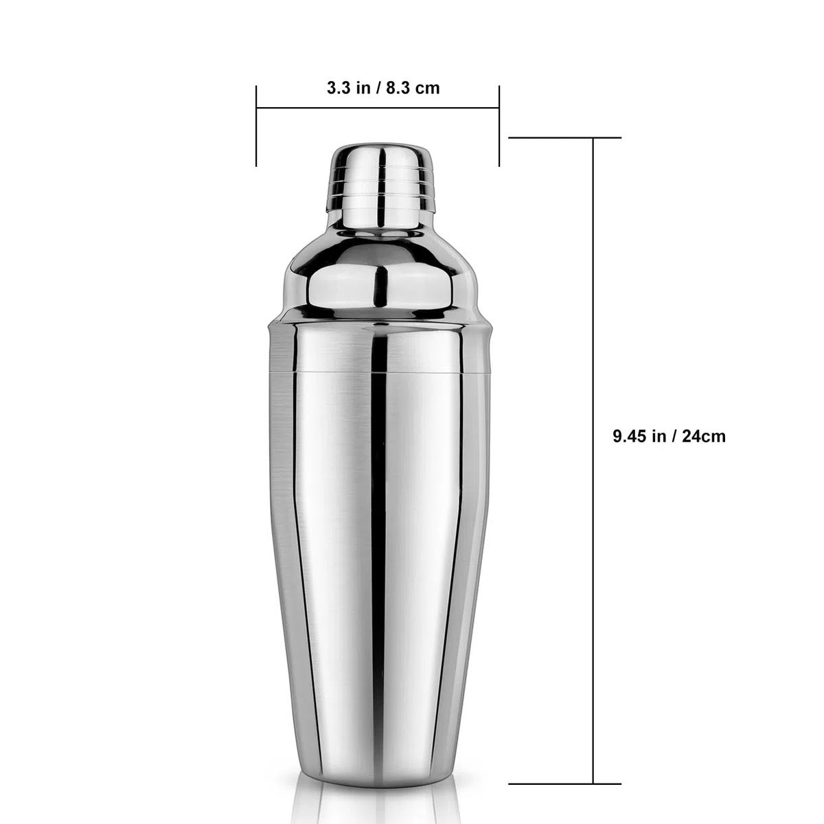 Cocktail Shaker Set 750ml Cocktailshaker Martini Shaker mit eingebautem Sieb - Professionelles Edelstahl Barkeeper Set inkl Messbecher, Bar-Löffel - Für Martini, Margarita & Mixgetränke, Silber