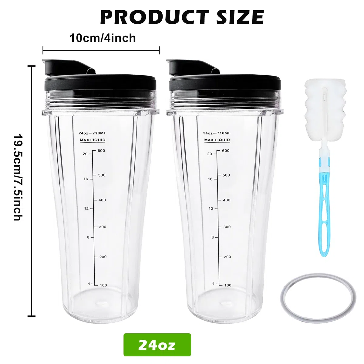 Mixer Ersatzteile Für Ninja, 2 Stück 710ml Cup Becher Ersatzteile Kompatibel SS100, SS101, SS300 Mixer, Ersatzteile FüR Ninja Mixer, Blender Becher, Ninja Mixer Ersatzteil, Blender Cups für Ninja