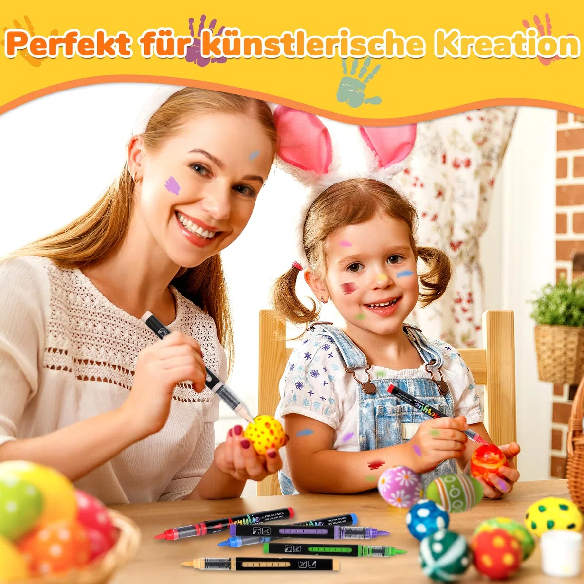 Infiart 48 Farben Acryl Farbe Marker Pinsel Spitze Automatische Tinte Steuerung Farbe Stifte Schnelltrocknen Acryl Marker Set für Weihnachten Dekorationen, Glas, Stein, Holz