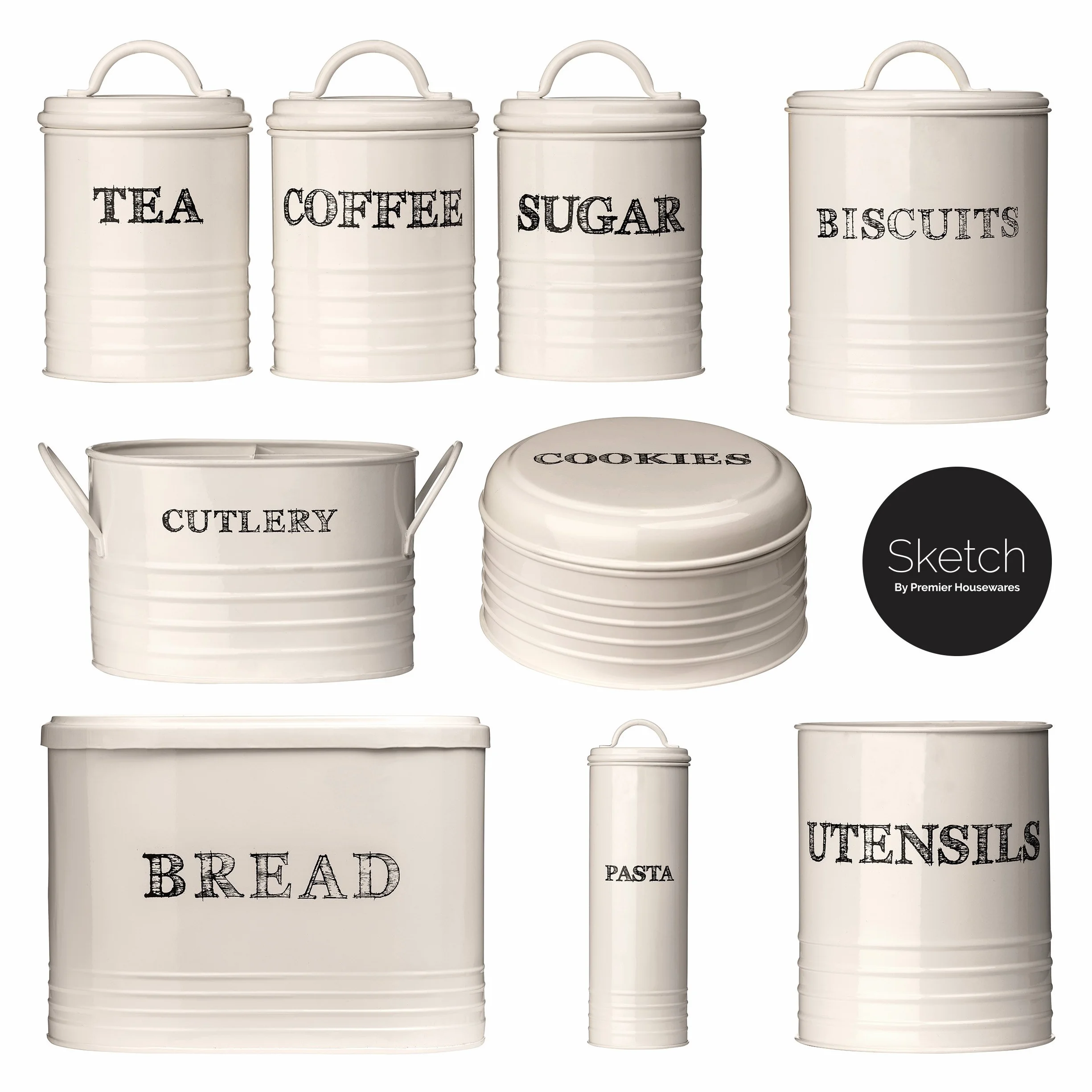 Premier Housewares Liberty Kaffee Kanister, Pistazien Emaille, Stahl Deckel, 0507632, Beige, H11 x W16 x D13cm