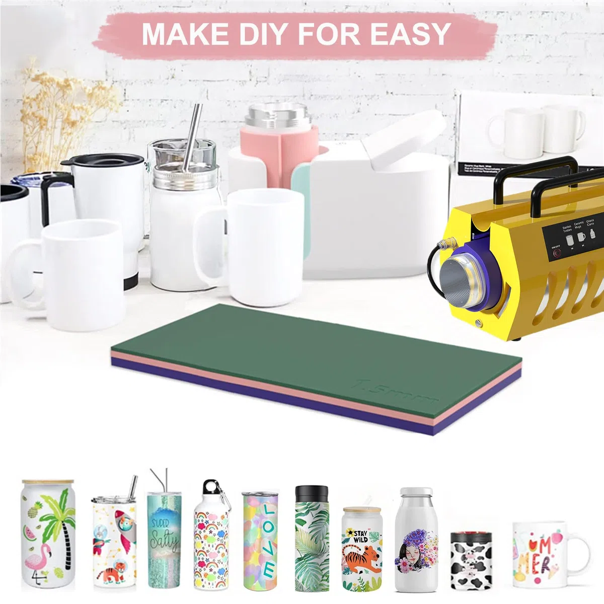 3 Stück Sublimation Silikonmanschette, Silikon Becher Wrap für Sublimations Becher, Silikon Wraps Sublimation in 3 Dicken Kompatibel mit Cricut-Becherpresse, Bunt
