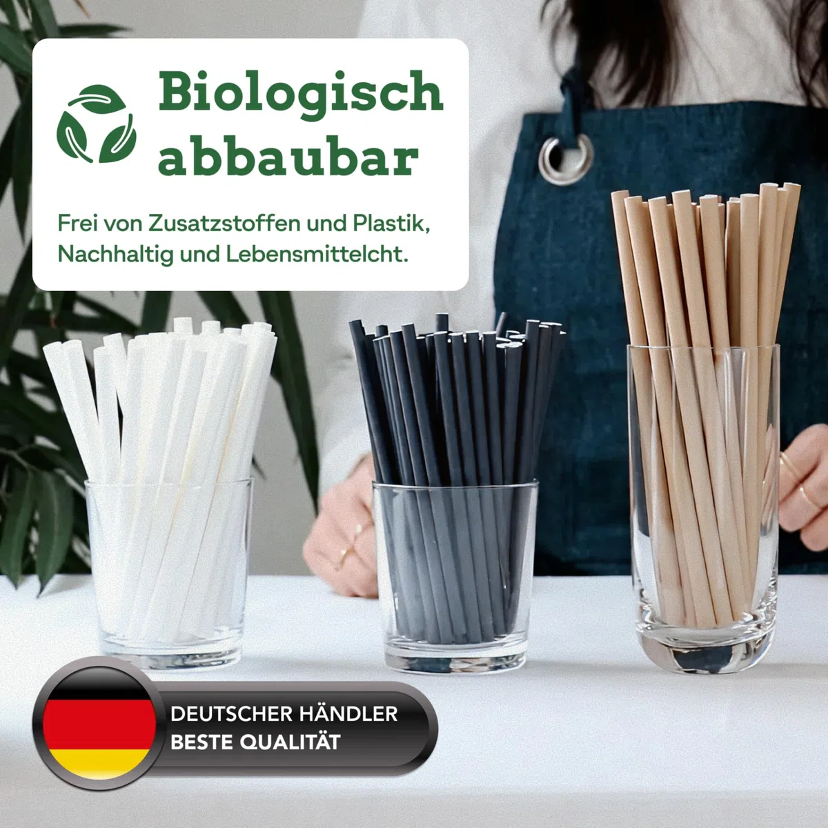 Wisefood® Strohhalme Papier [20 cm Ø 6] Party Deko [Schwarz] alternative Strohhalme Plastik-frei für Geburtstag Hochzeit DIY [500 Stk.] für Cocktail Getränke Cola Energy Drink Wasser Limo BIO