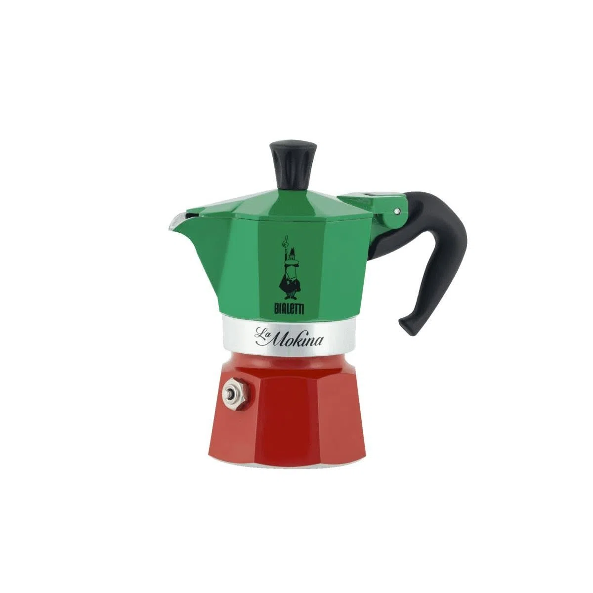 Bialetti Espressokocher Grün Rot Weiß 1/2 Tasse halbe Tasse