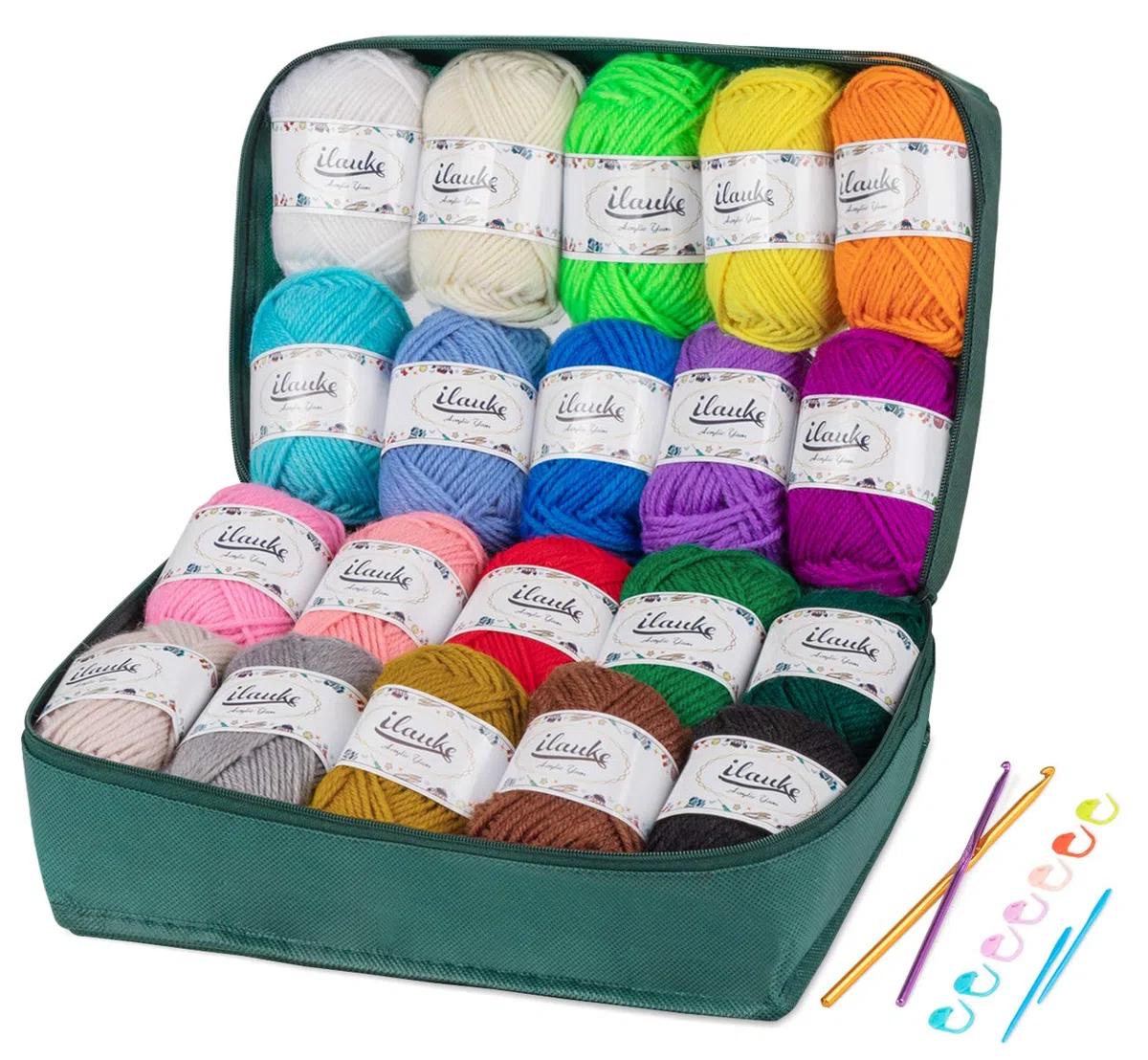 ilauke Häkelgarn 20 Farben * 30g Handstrickgarne Acryl Wolle Zum Stricken, Häkelnwoll und Kunsthandwerk, Wolle zum Häkeln für DIY-Häkelprojekt