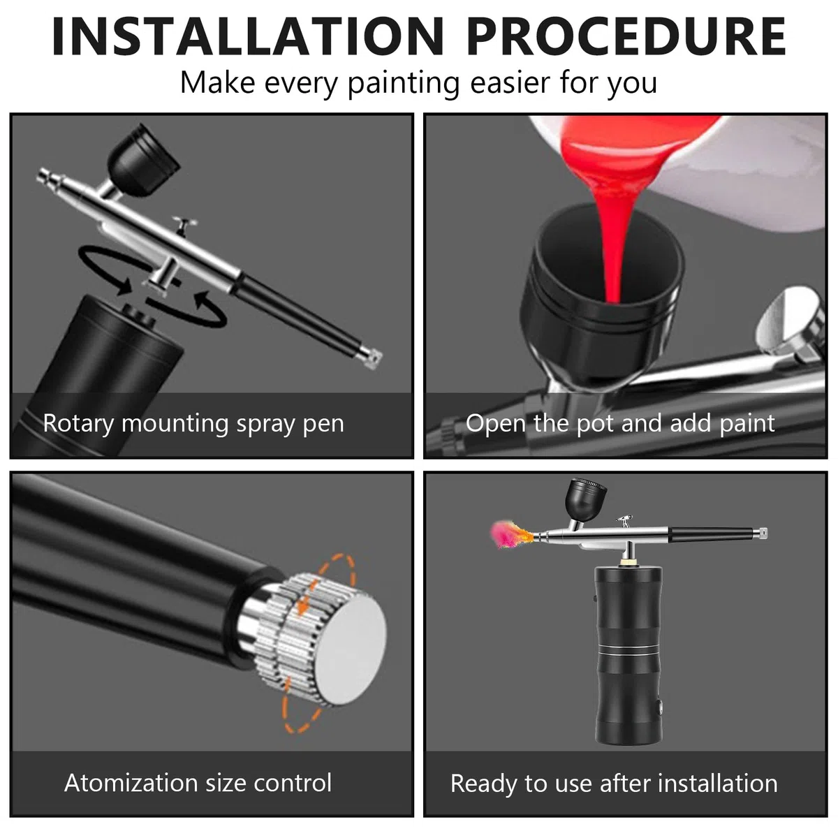 Airbrush Set Mit Kompressor,Wiederaufladbare Airbrush,Wireless Airbrush Set,Tragbare Air Brush Kompressor-Set For Makeup,Tattoo-Modellierung,Kuchendekoration,Nail Art,Wiederaufladbar