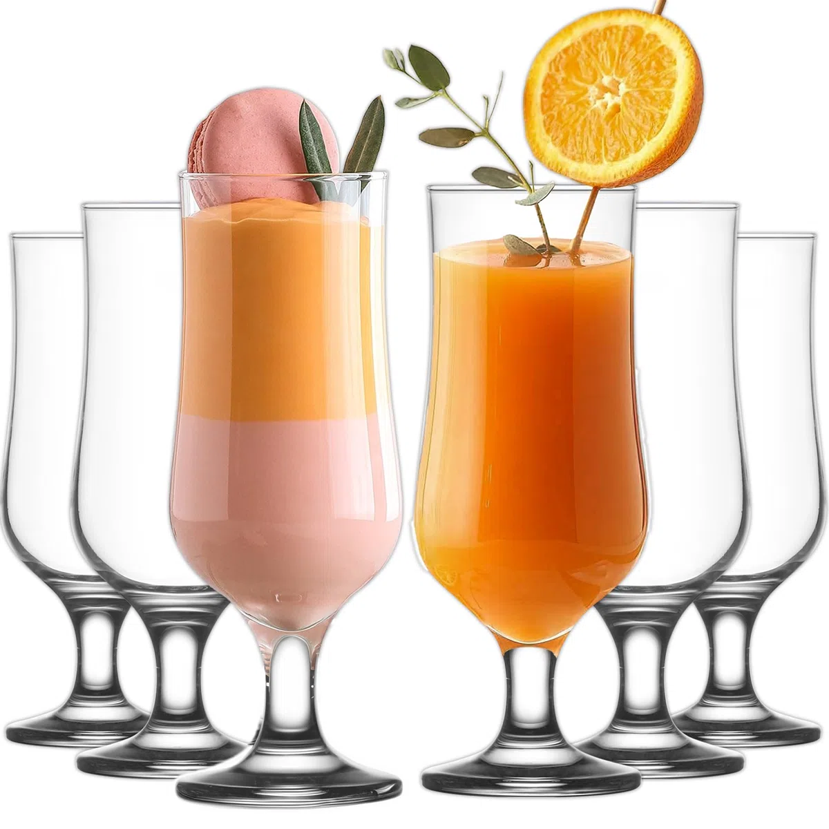 NORDIC SCHILLER Premium Cocktailgläser Set of 6, 385ml 100% BLEI FREI Hurricane Gläser, Für Eiskaffe, Cocktail, Cocktail Glas, Milchshake Glas, Pina Colada Gläser, Hurricanegläser, Biergläser