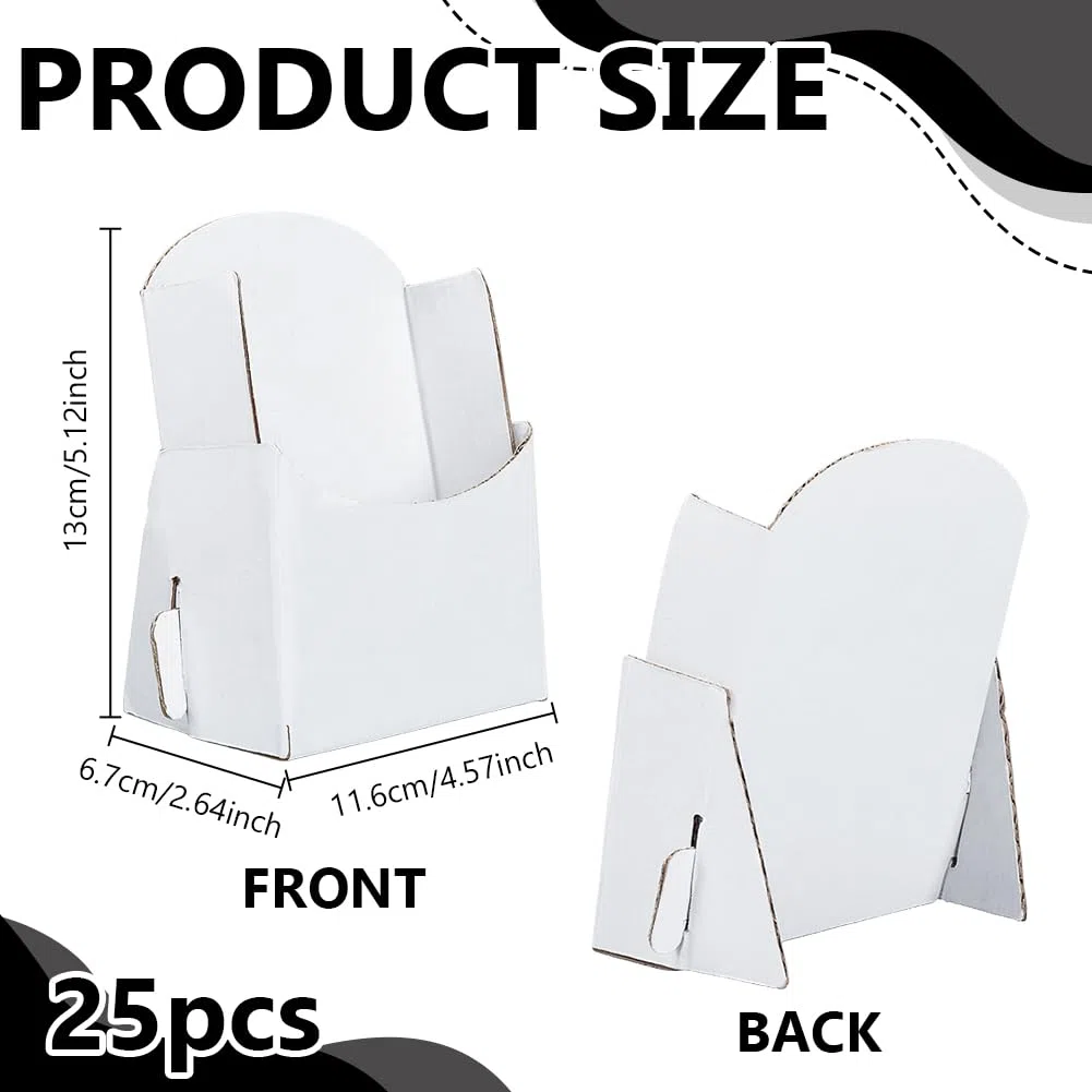 nbeads 25 Stück Flyer Aufsteller Aus Pappe, Weißer Gewellter Dreifach Faltbarer Prospektständer Für Leere Flyer Und Broschüren Menüs Zeitschriften Broschüren Tischorganizer, 11.6x6.7x13cm