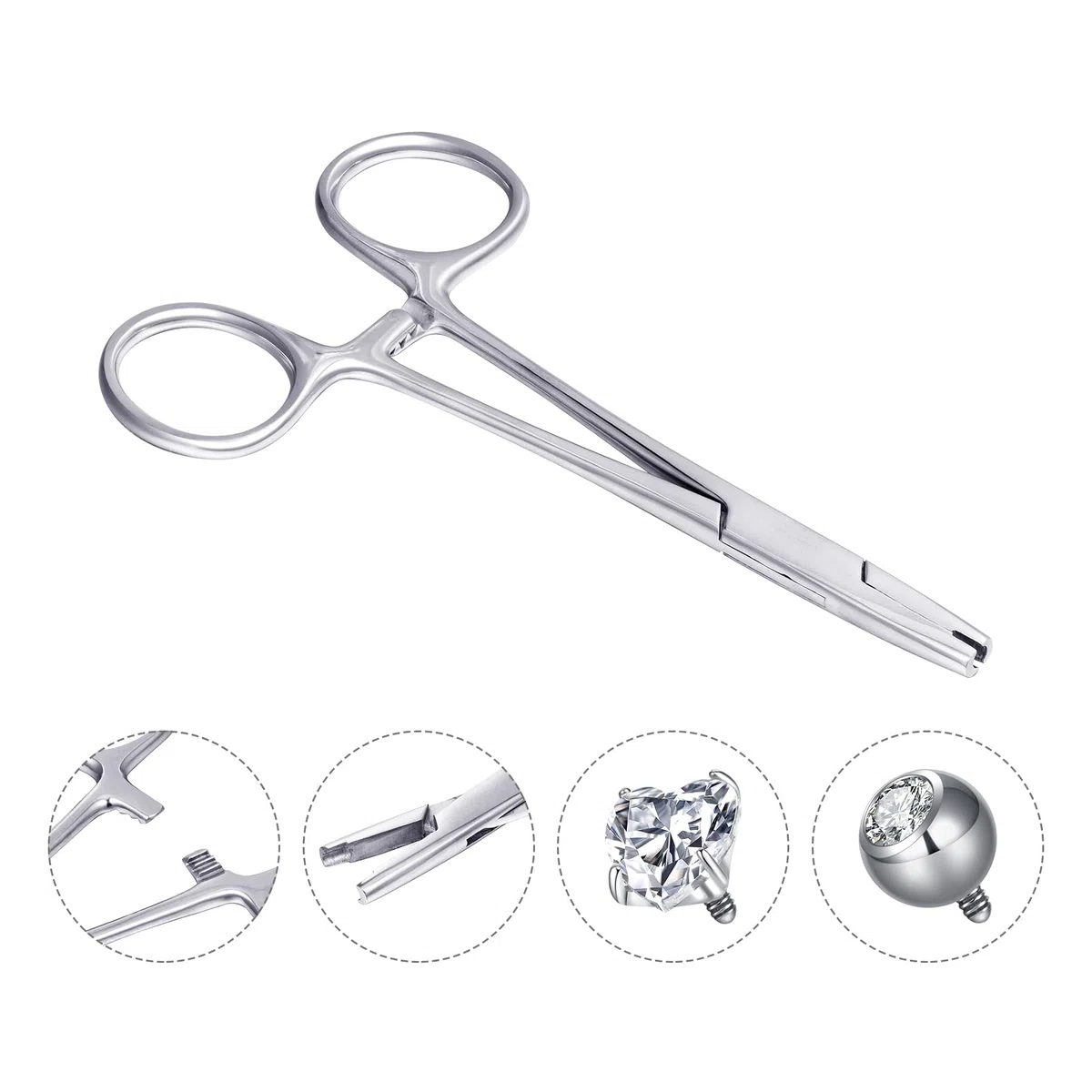 LAURITAMI 3mm 4mm 5mm Piercing Zange, Piercing Kugel Aufdreher Piercingzange für Kugeln, Piercing Klemme ür Änderung von Ohr Lippe Bauchnabel Zunge Nasen Augenbrauen Piercings