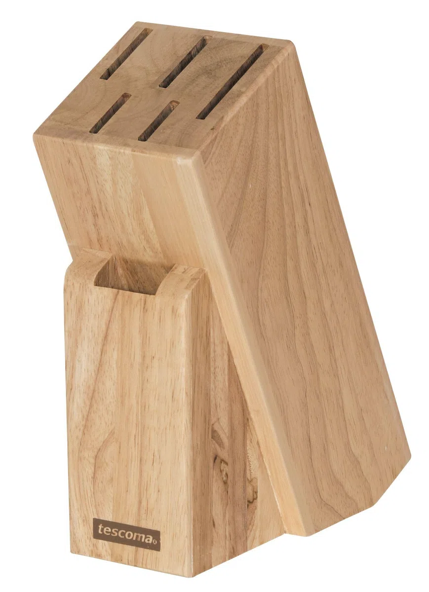 Tescoma Messerblock ohne Messer aus Holz für 5 Messer, Geflügelschere bzw Wetzstahl Woody, unbestückter massiver Messerhalter für sichere und ordentliche Aufbewahrung