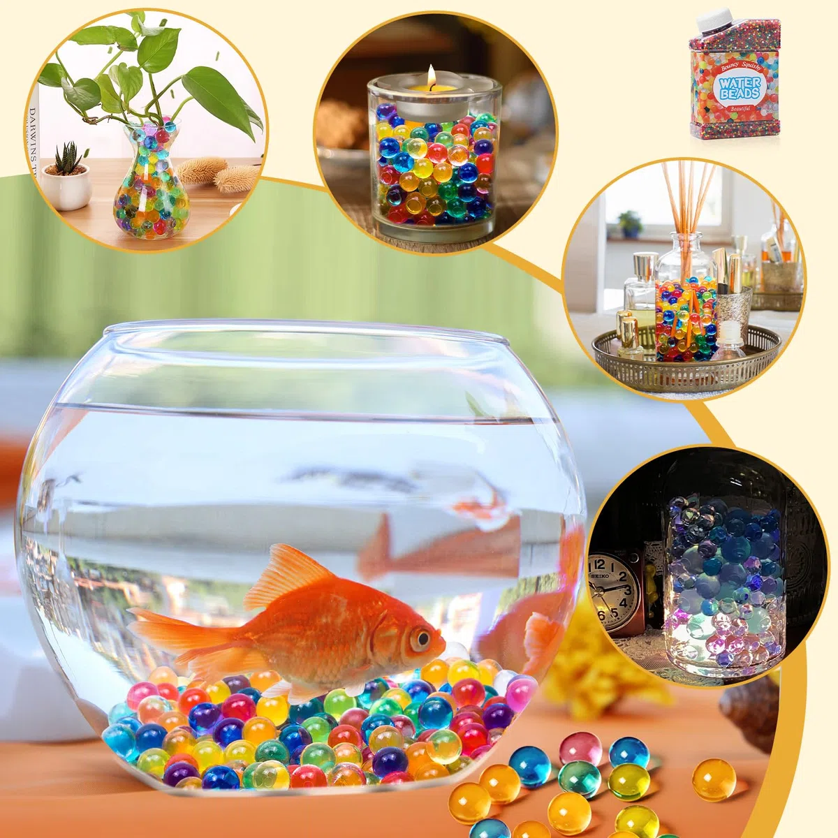 Wasserperlen 60000 Stücke, Water Beads Dekorativ & Farbenfroh, Wasser Perlen für Pflanzen, Vase Füllstoff, Blumen und Deko, Schwimmende Kerze Machen- Ungiftig & Biologisch Abbaubar