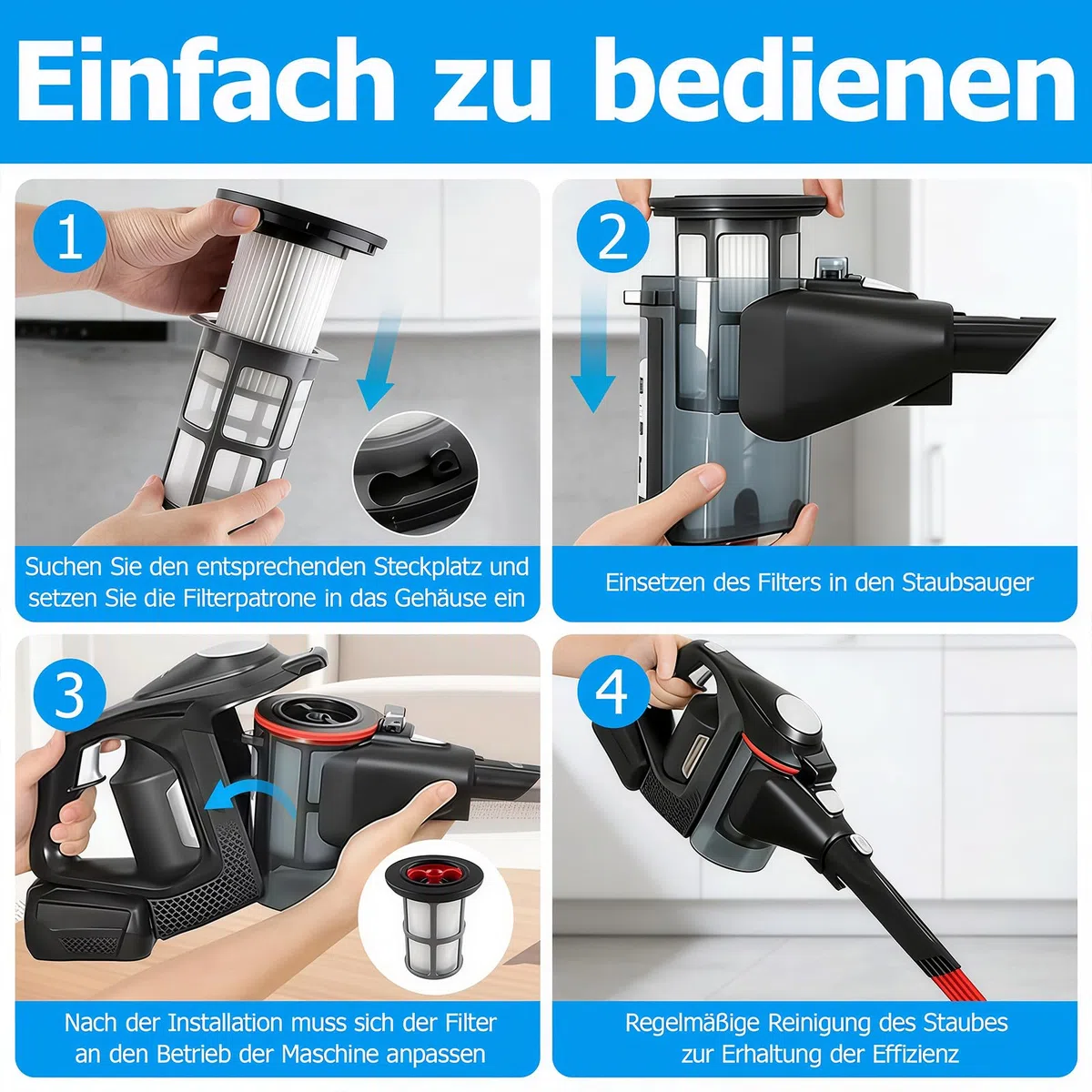 3 Stück Ersatzfilter kompatibel mit Bosch Unlimited Gen2 Serie 8 Staubsauger Set, HEPA Filter kompatibel mit Bosch 12036642,12023349, mit 1 Stück Filterabdeckung und 1 Reinigungsbürste