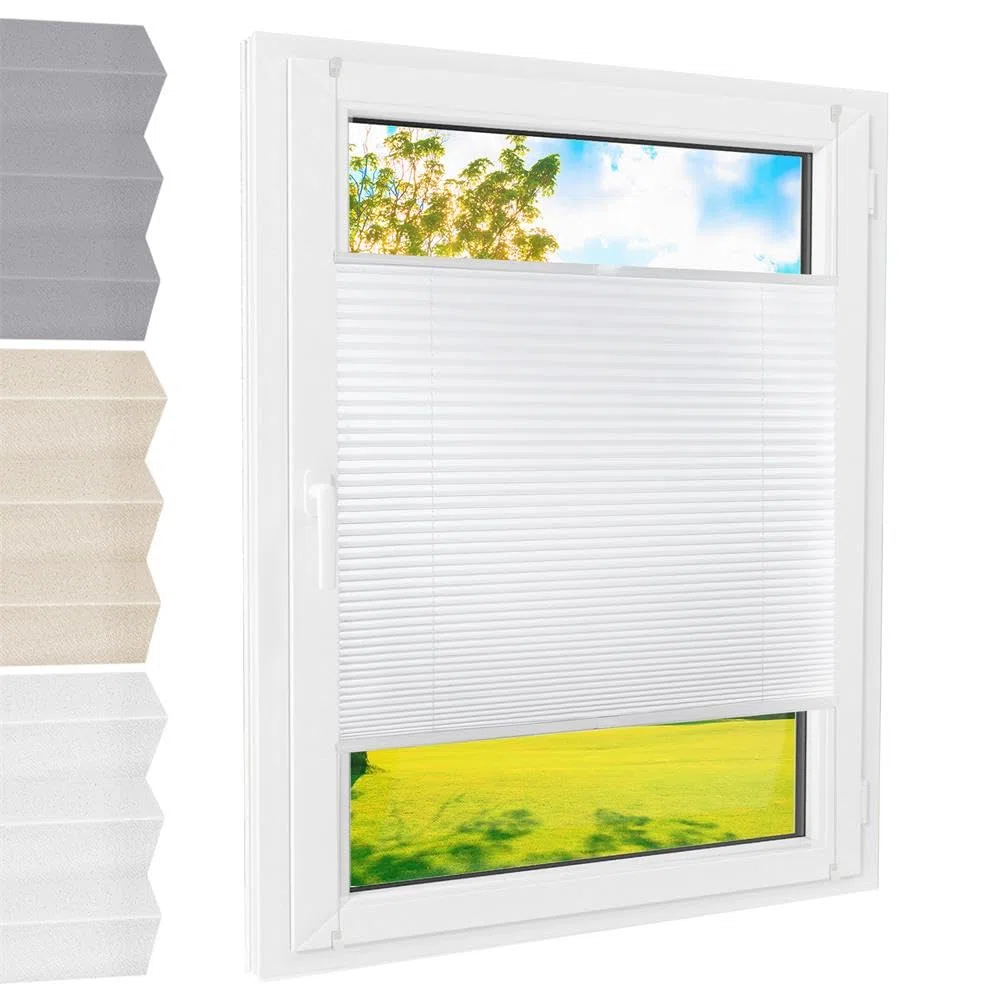 Plissee Klemmfix [Weiß, 60x140 cm] ohne Bohren für Tür & Fenster, Faltrollo mit einfacher Montage/Bietet optimalen Sichtschutz und Privatsphäre, idealer Sonnenschutz
