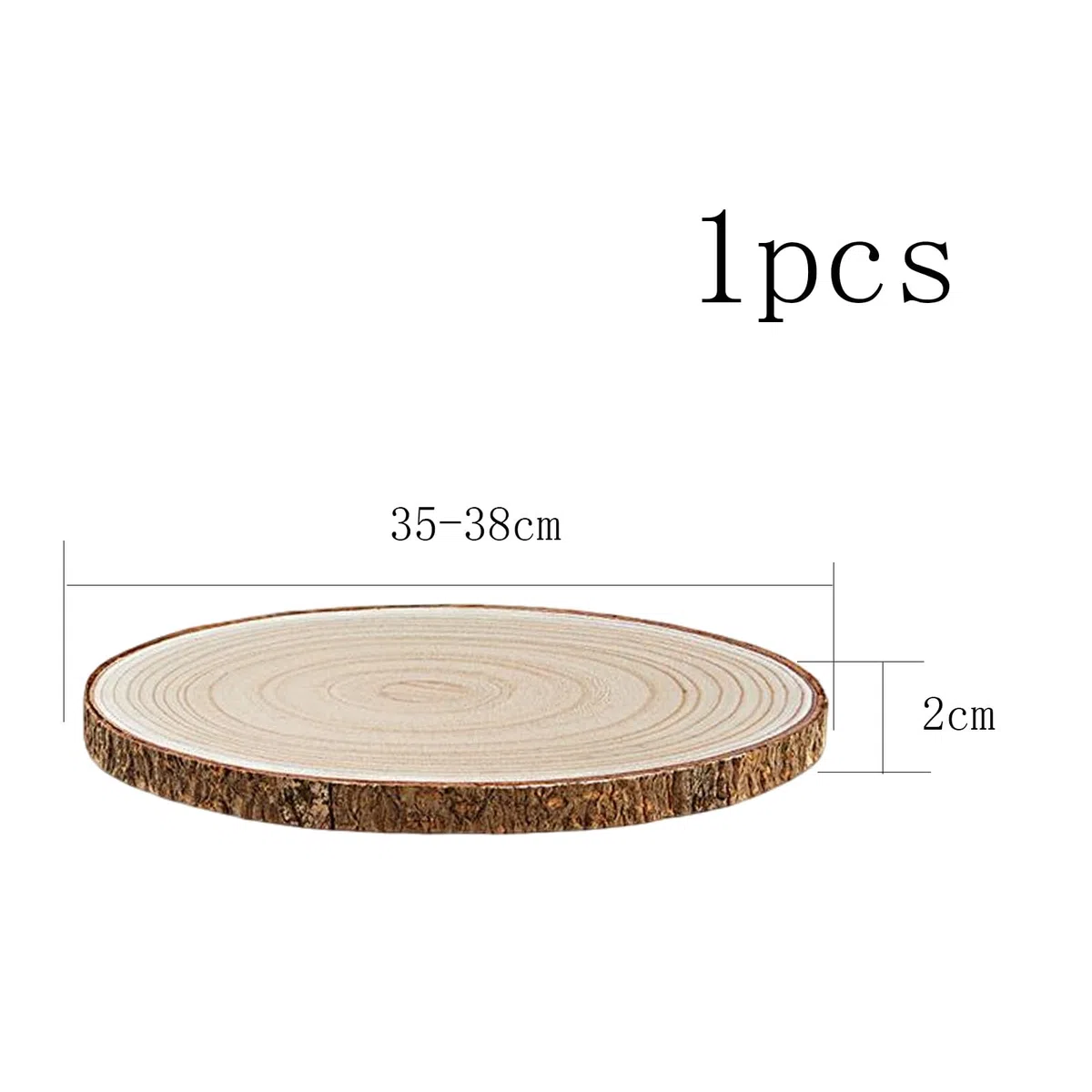 35-38cm Große Baumscheibe holzscheiben mit Rinde 2cm Untersetzer Holz Log Rustikale Kerzenständer für DIY Basteln (35-38cm/1pcs)