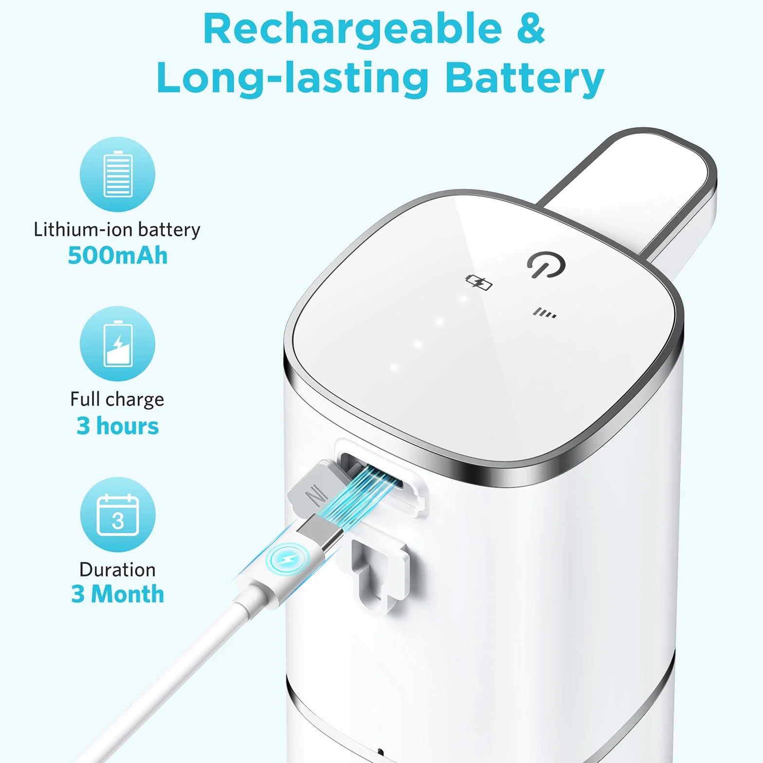 Seifenspender Automatisch Wandbefestigung,400ml Elektrischer Seifenspender mit Sensor Infrarot USB Wiederaufladbar,IPX5 Wasserdicht für Küchen,Bad,Schule,Hotel