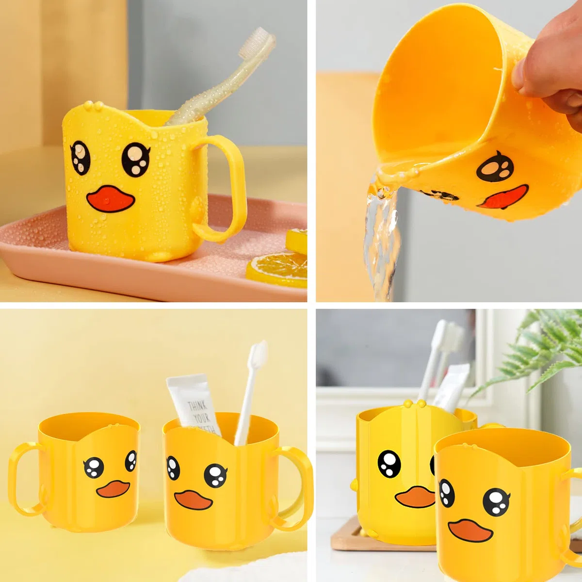 Zahnpastaspender Kinder Ohne Bohren Sonwaha Toothpaste Dispenser Kids,Zahnpasta Spender Automat Kinder mit Tasse Zahnbürstenhalter Kinder Kleine Gelbe Ente