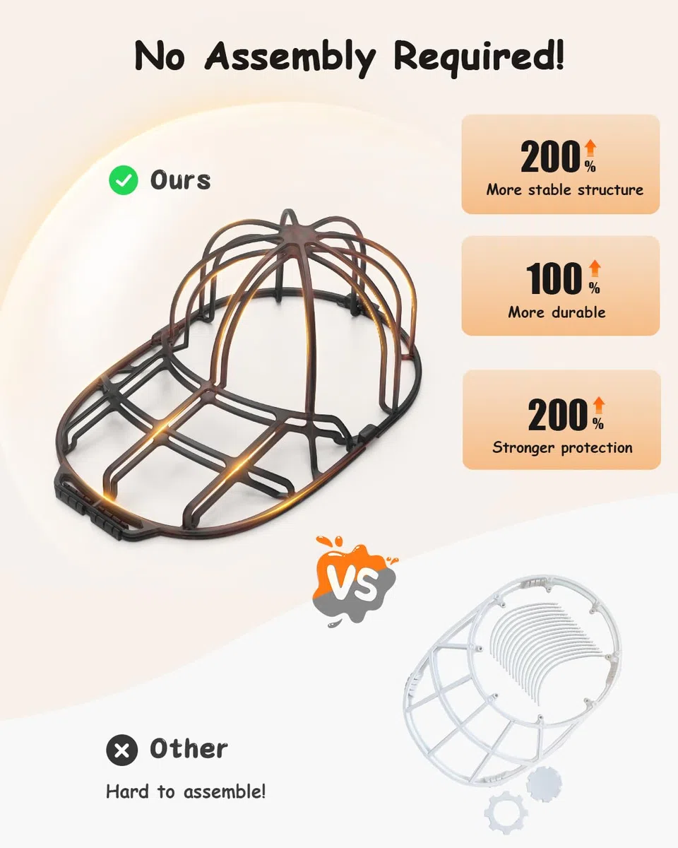 XQXA Cap Washer für Baseballmützen, gebogener Käfig-Reiniger, Shaper für Waschmaschine oder Geschirrspüler, Kunststoff, passend für Kinder und Erwachsene-2 Stück