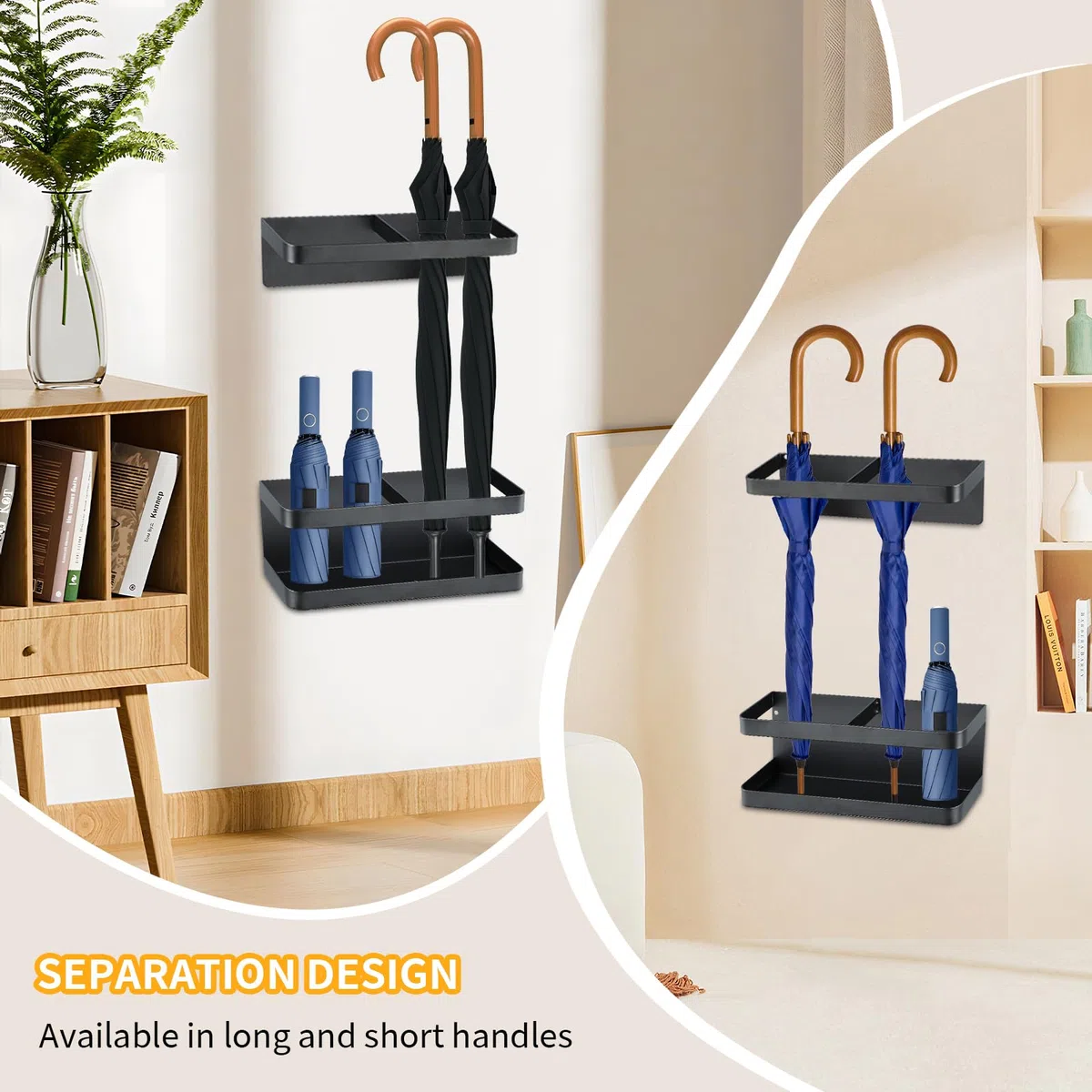 Magnetischer Regenschirmständer, Wandmontage Regenschirmständer, Karbonstahlplatte Magnetischer Schirmhalter Kein Bohren, Höhenverstellbar Schirmständer für Hotels, Eingangshallen (Weiß)