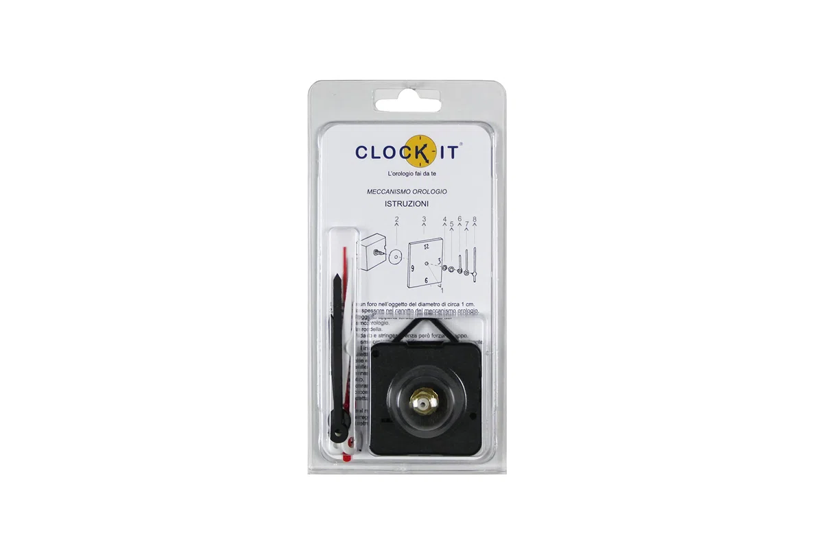 Clock-it preisgünstiges Uhrwerk mit Haken, geräuschlos, stufenlose Drehung, 2 Set Zeiger, Stütze H 22 mm / Gewinde 16 mm. Fachhändler