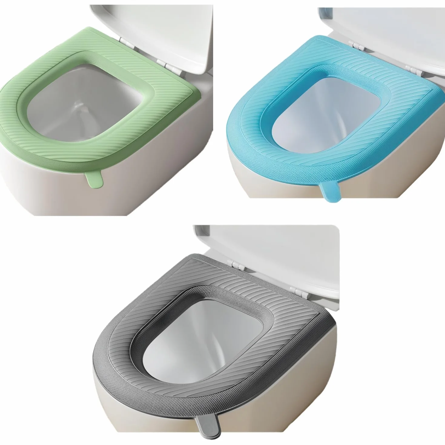 3 x WC-Sitzbezug, WC-Sitzwärmer, verlängerter WC-Sitzbezug, gepolstertes WC-Sitzkissen, waschbarer oder tragbarer WC-Deckel-Tankbezug
