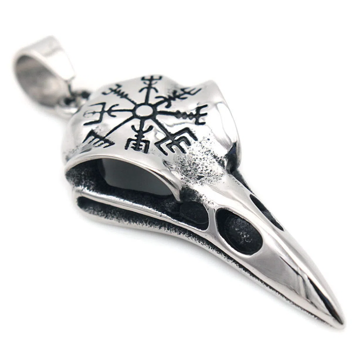 Odin Crow Skull Herrenring Gothic Edelstahl Kompass Ringe für Herren Wikinger Valknut Ring Amulett Muster Schmuck Geschenk