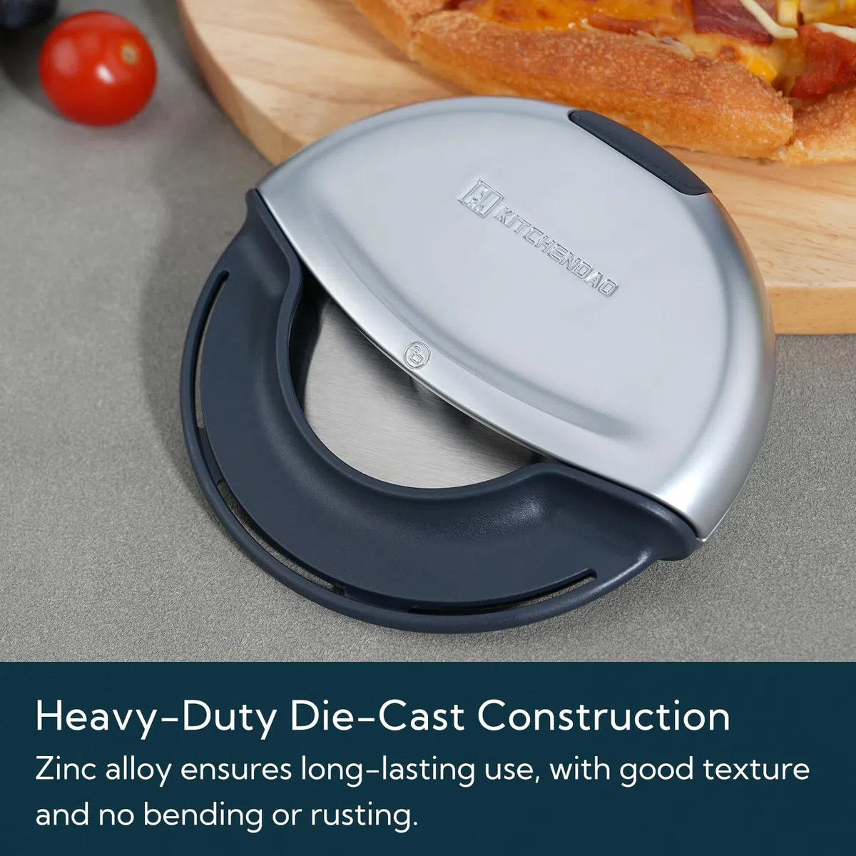 KITCHENDAO Premium Pizzaschneider für hohe Beanspruchung, Pizzaroller mit 10 cm scharfe Klinge mit Schutzkappe