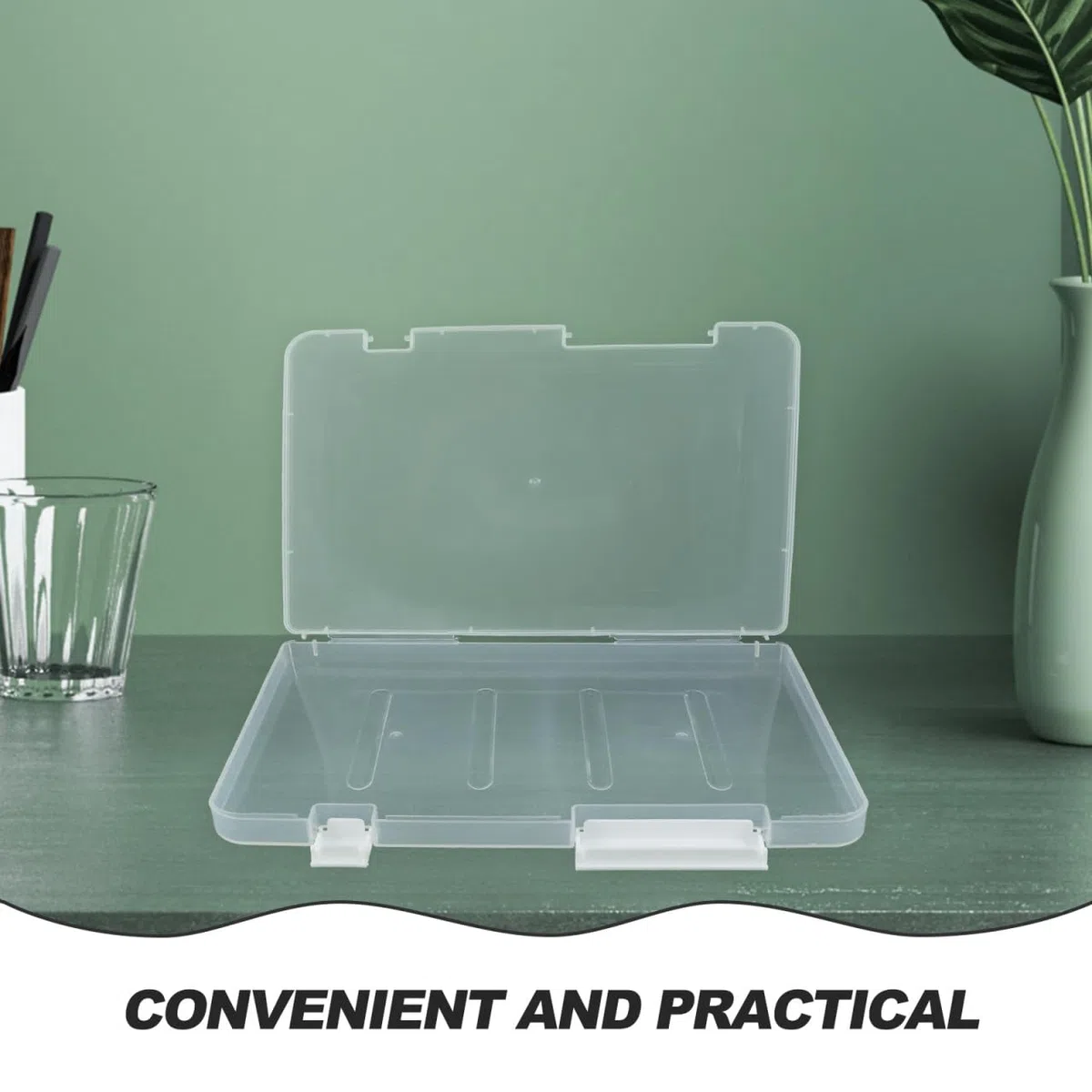 TOPBATHY Tragbare A5-Aufbewahrungsbox Mit Deckel Transparente Dokumentenbox Aus Kunststoff Für Büro Zuhause Und Schule Organizer Zur Sortierung Von Dateien Fotos Und Scrapbook-Papier