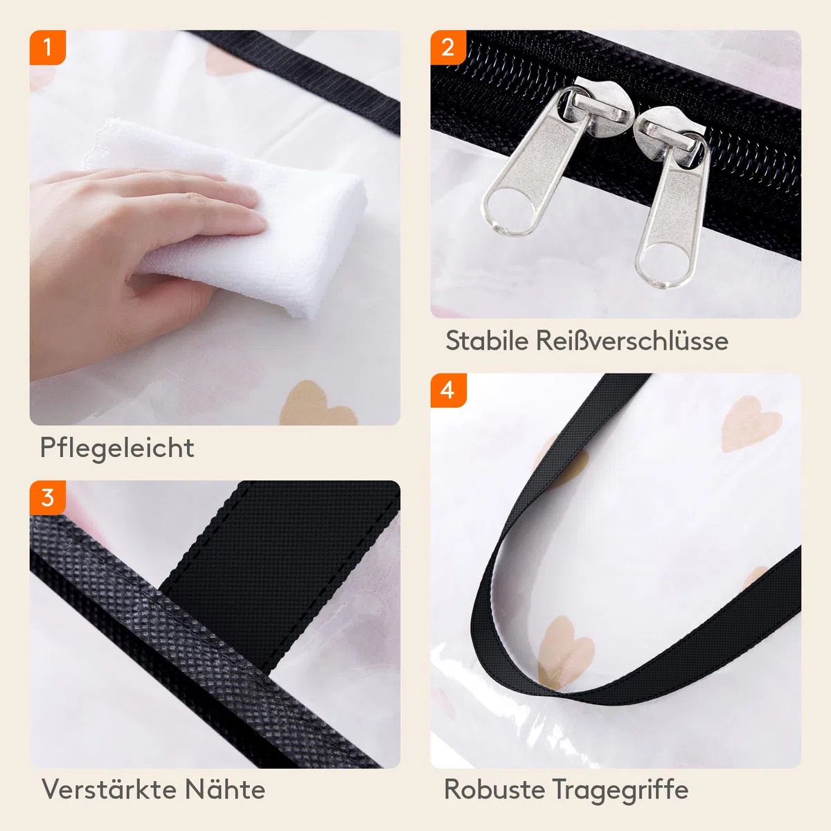 Lifewit 3 Stück Transparente Plastik Aufbewahrungstasche, 40L Kleiderschrank Organizer Aufbewahrungsbox mit Deckel Kleideraufbewahrung Umzugskartons mit Verstärkter Griff für Bettdecken, Kleidung
