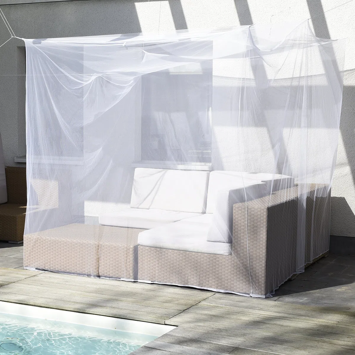 I Moskitonetz Reise für Doppelbett 220x200 weiß ohne Öffnungen – Mückennetz Bett Kastenform