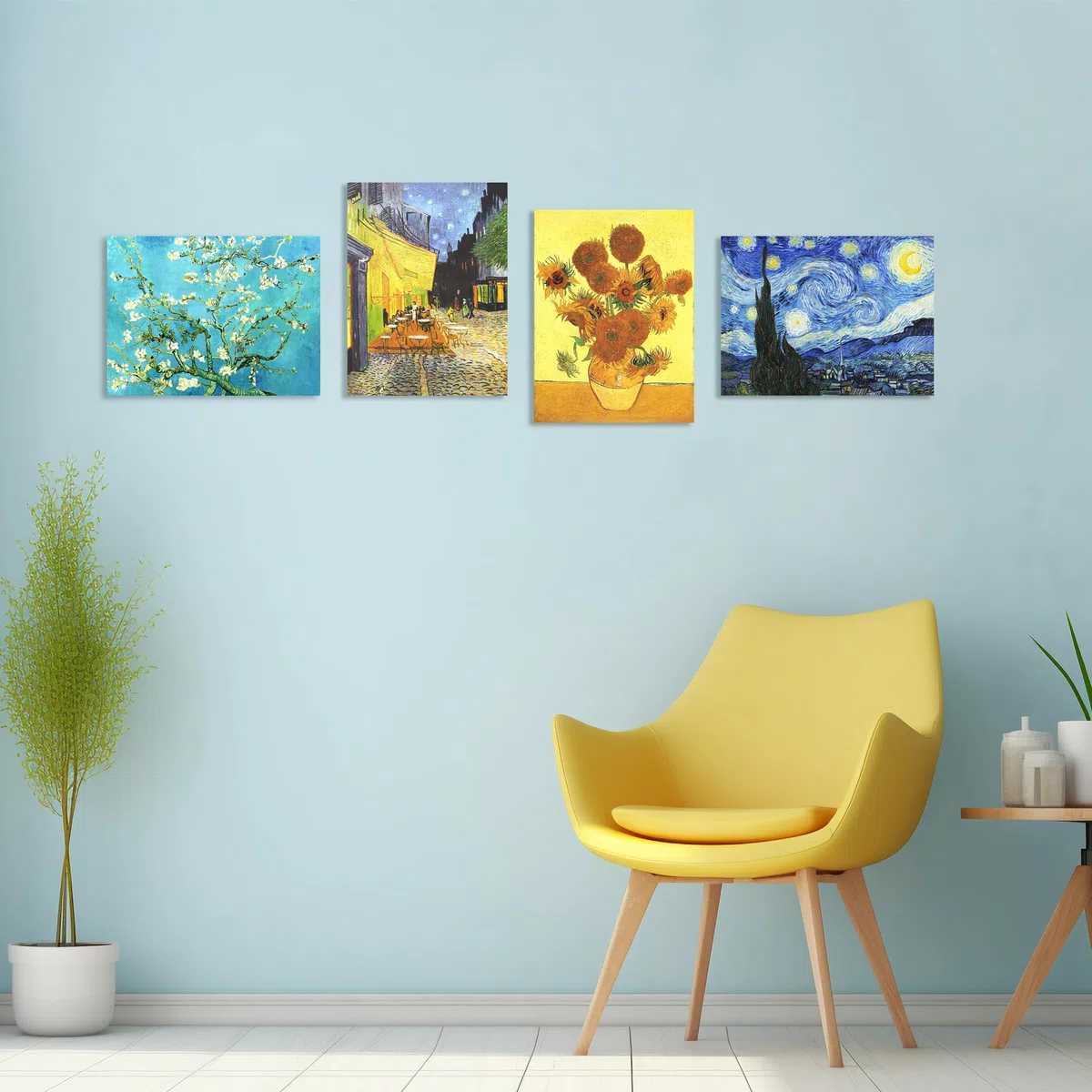Muzagroo Art Van Gogh Diamant-Malerei-Set für Erwachsene, DIY 5D-Diamant-Kunst-Sets für Anfänger, Sternennachtkunst und Sonnenblumen-Handwerk, Diamantkunst für Wohnzimmer, Kinderzimmer, 4 Stück