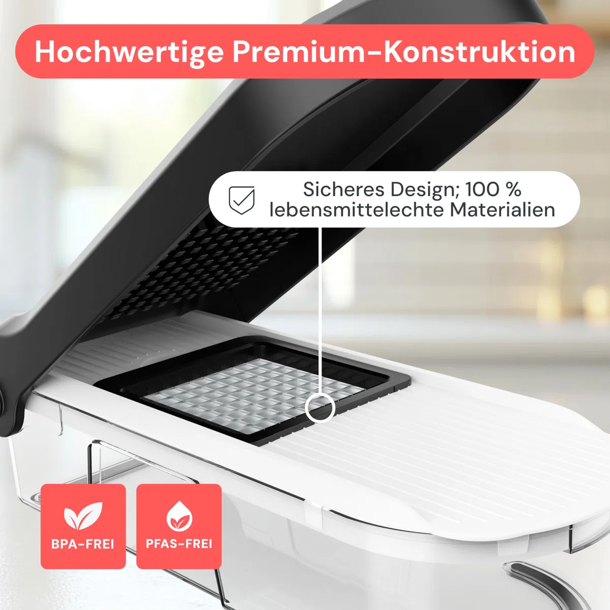 Fullstar Gemüseschneider und Mandoline Gemüsehobel - Julienne- und Würfelschneider für Gurken Zwiebeln Kartoffeln Früchte - Reibe für Gemüse Käse - Küchenzubehör Küchengeräte (6-in-1 Kompakt Weiß)