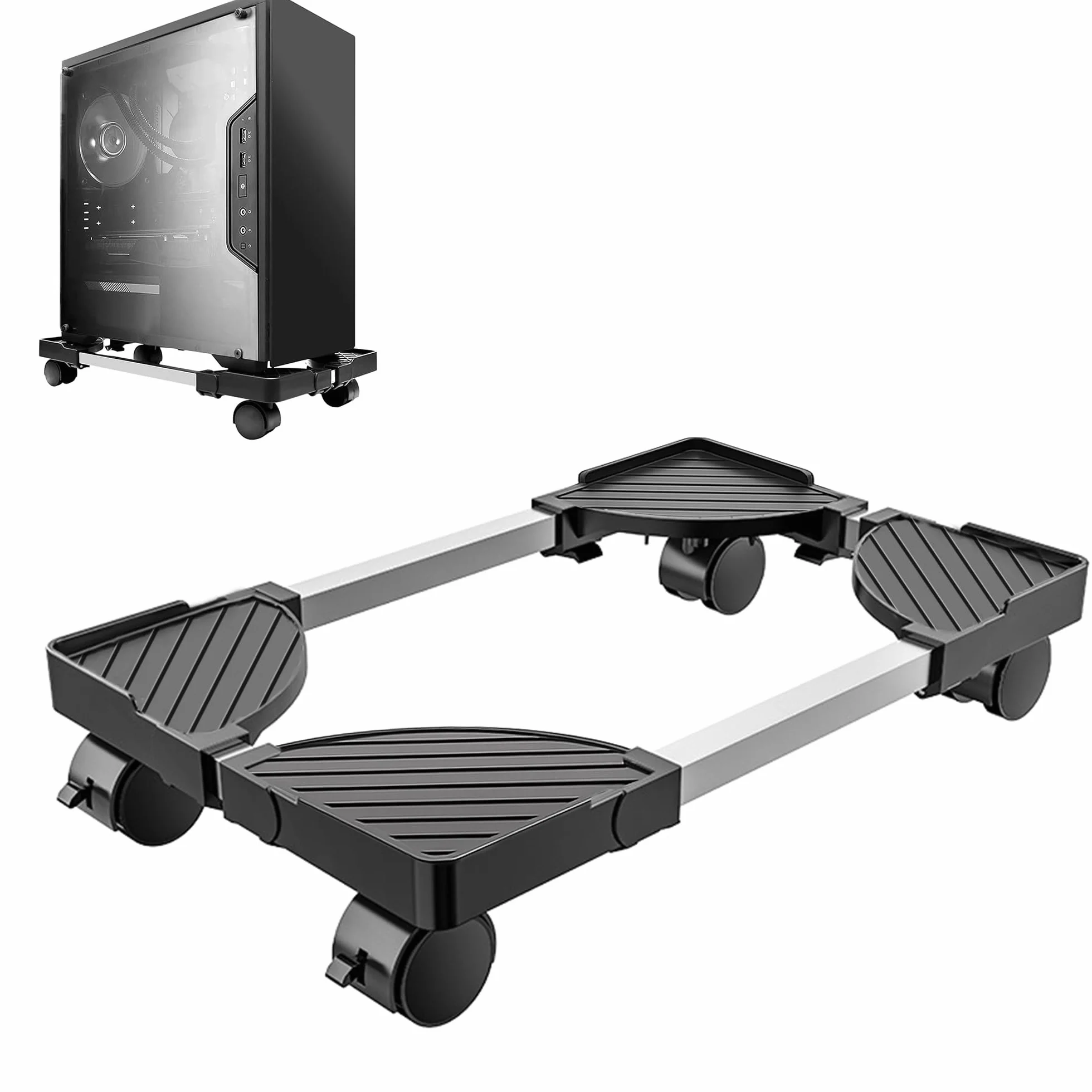 Mobiler Aluminium CPU Ständer für PC: PC Tower Ständer - Computer Rollwagen, Computerständer mit Rollen
