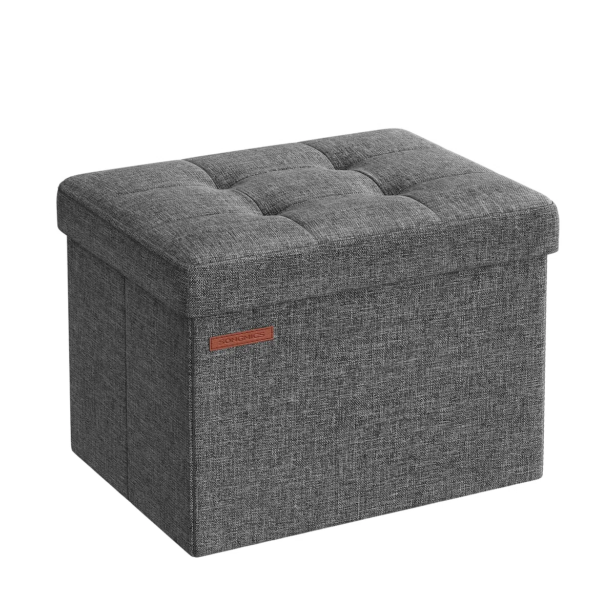 SONGMICS Sitzhocker mit Stauraum, kleine klappbare Sitzbank, 31 x 41 cm Fußbank, Aufbewahrungsbox, bis 130 kg belastbar, für Wohnzimmer Schlafzimmer Schlafsaal, dunkelgrau LSF102G01