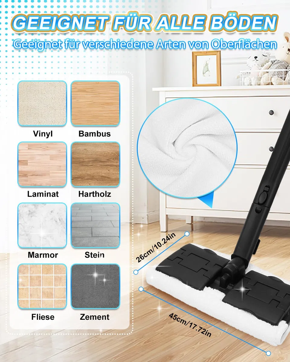 4+4 Stück Universal Dampfreiniger Mikrofaser Ersatztücher für Handdampfreiniger, Tücher für Dampfreiniger Ersatzbezüge Zubehör Microfiber Cloth (Groß + Klein)