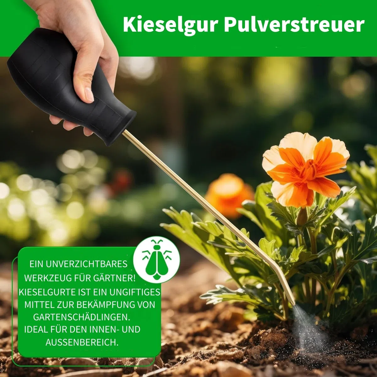 Kieselgur Pulver Staubwedel, Hand Powder Sprinkler Powder Duster pulverzerstäuber, kieselgur zerstäuber, Staub pumpe kieselgur, pulverzerstäuber für Innen und Außen
