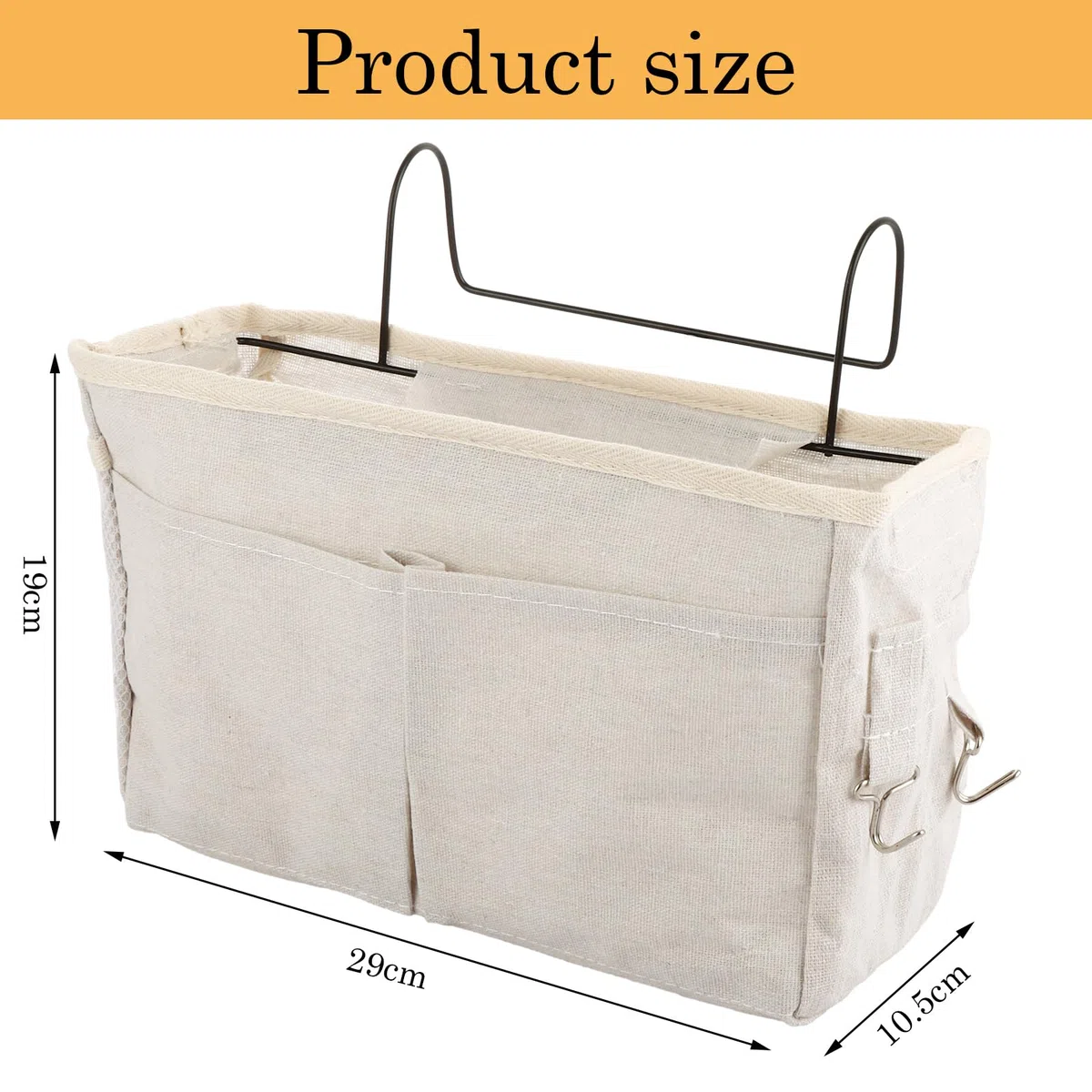 ASelected Bett Organizer zum Einhängen Betttasche zum Einhängen mit Drahtrahmen Schlafsaal Bett Organizer Multifunktionale Bett Tasche für Buch Magazin Handy Kopfhörer Bett Aufbewahrung