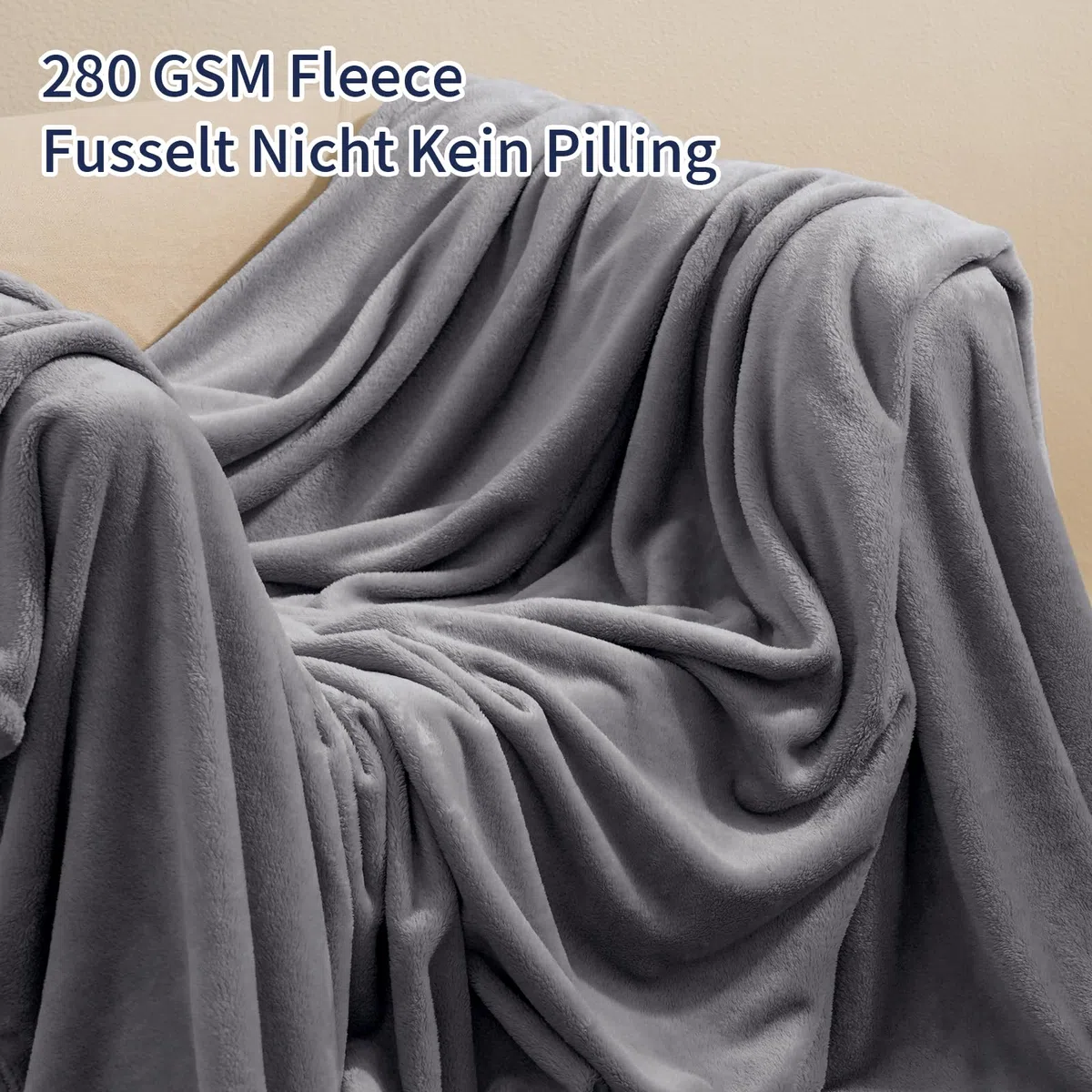 PHF Kuscheldecke Flauschig Fleecedecke 150x200cm - Oeko-Tex Weich Warm Wohndecke, 1PC Decke Blanket für Couch Sofa Bett, Tagesdecken & Kuscheldecken, Sofa überwurfdecke, Grau