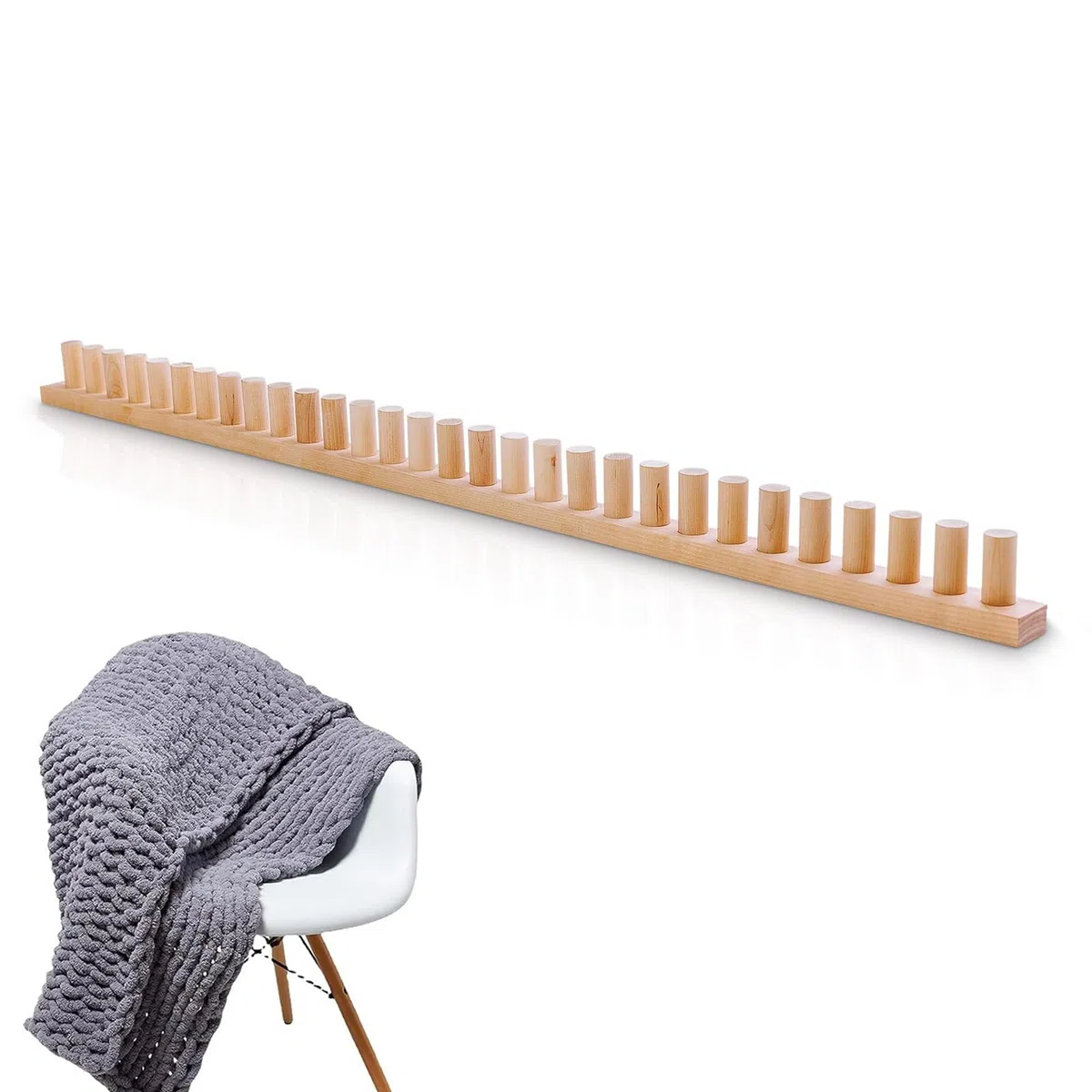 Chunky Blanket Looms, 116,8 x 4 x 5 cm, Holz, Grobstrick-Decken-Webstühle, Handdecken, Strickrahmen, Häkeldecken, Rahmen aus Holz, Häkelrahmen für Decken